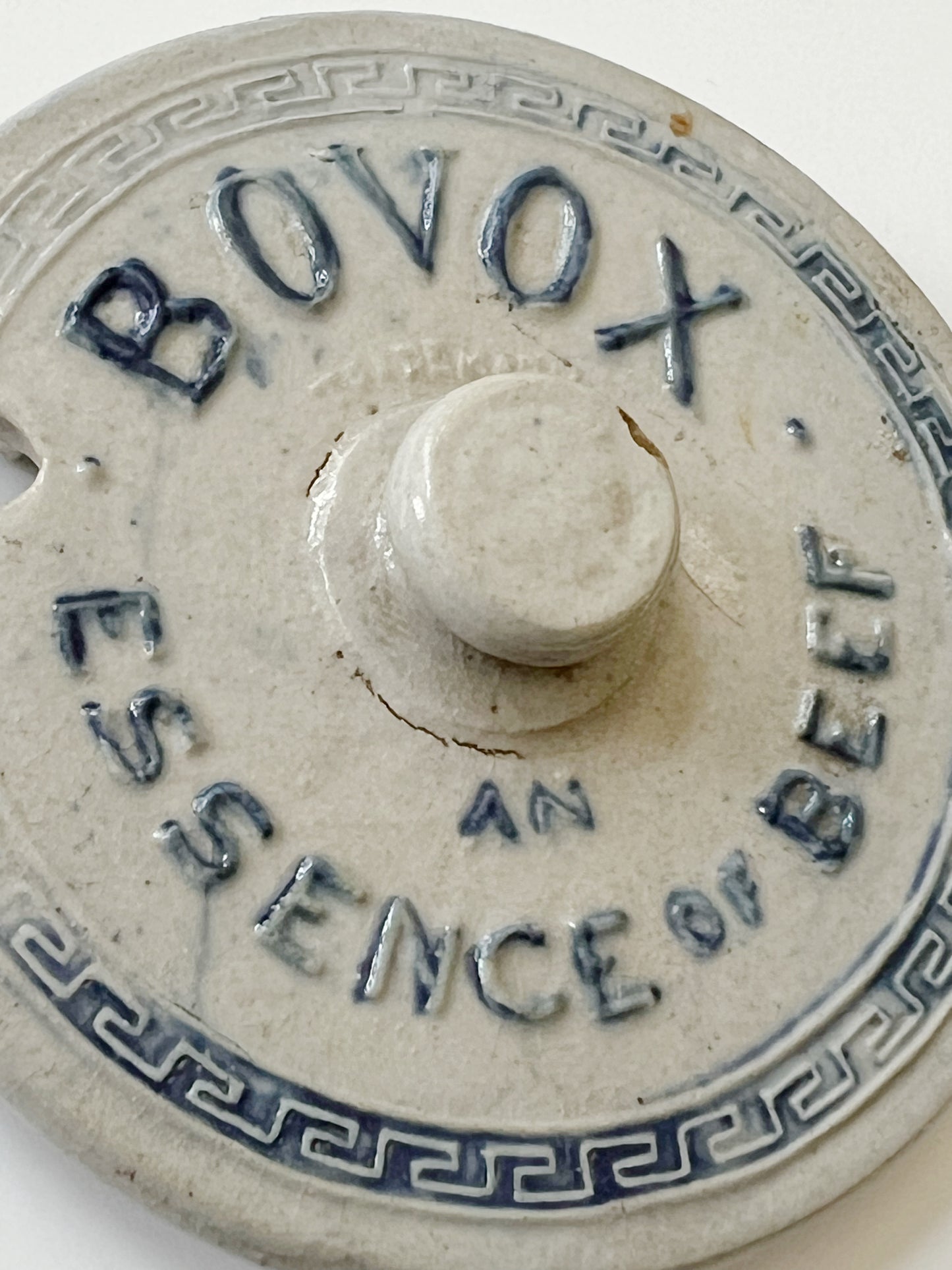 Antique Stoneware Whites Utica NY BOVOX Beef Essence Advertising Crock Jar Lid