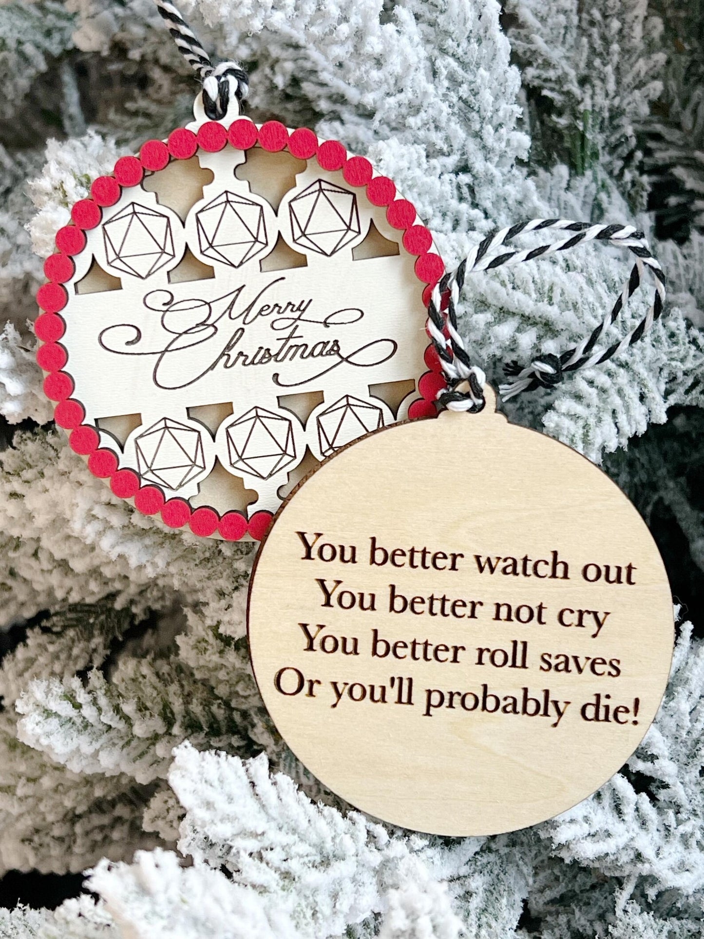 Personalized Dragon Sleigh DND D20 Dice Game Merry Christmas Ornament