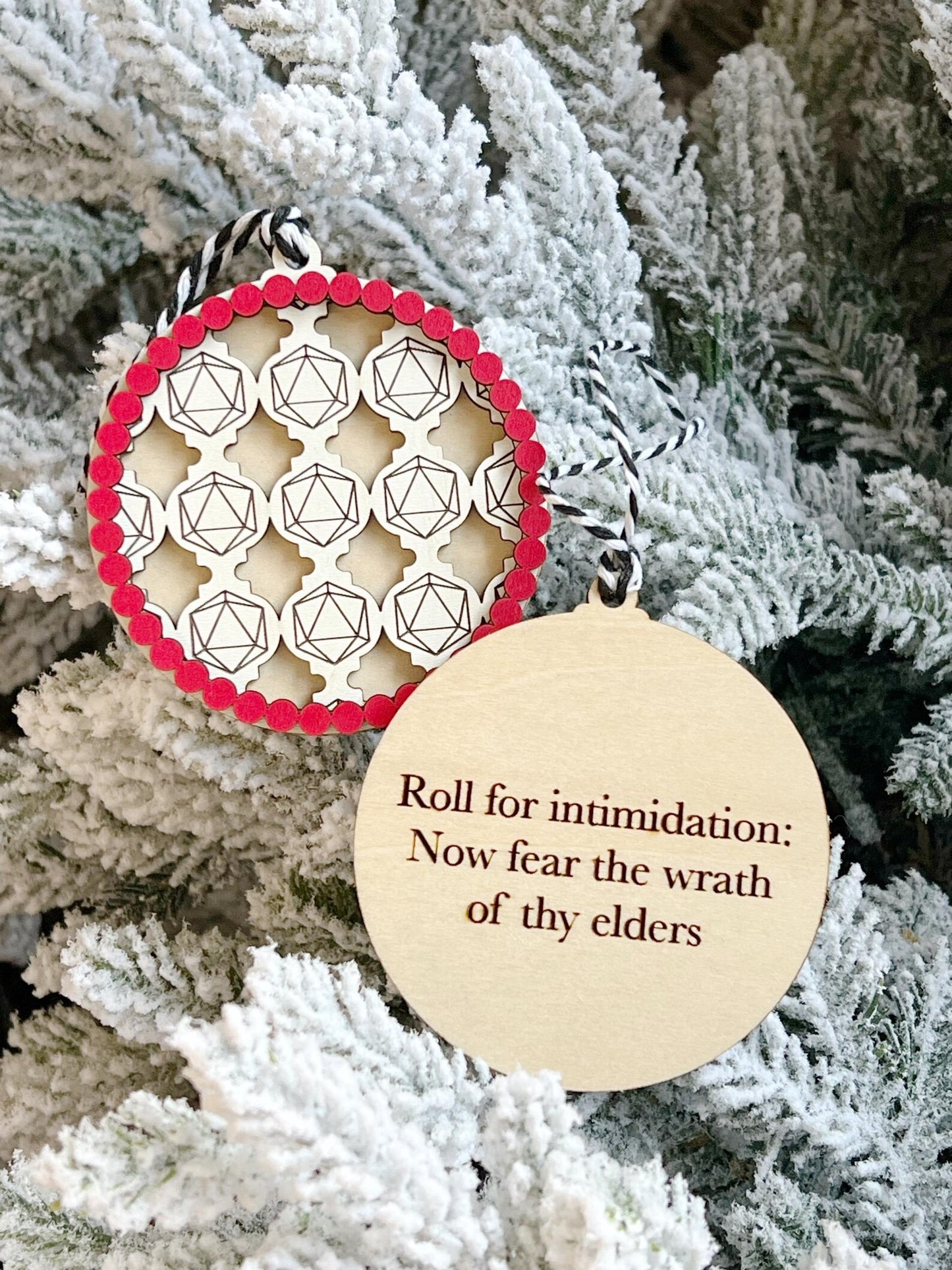 Personalized Dragon Sleigh DND D20 Dice Game Merry Christmas Ornament