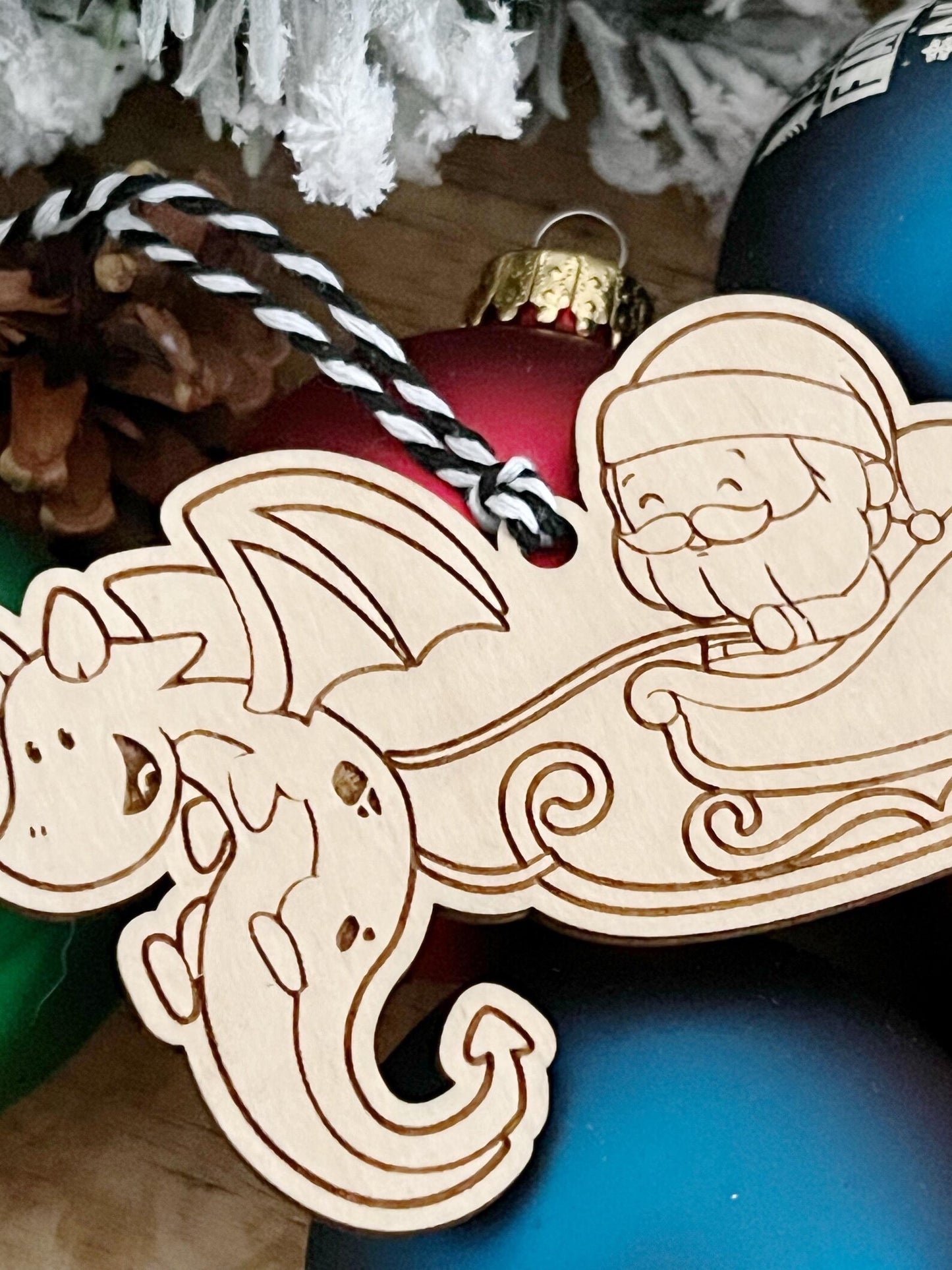 Personalized Dragon Sleigh Stocking Tag Christmas Ornament RPG DND