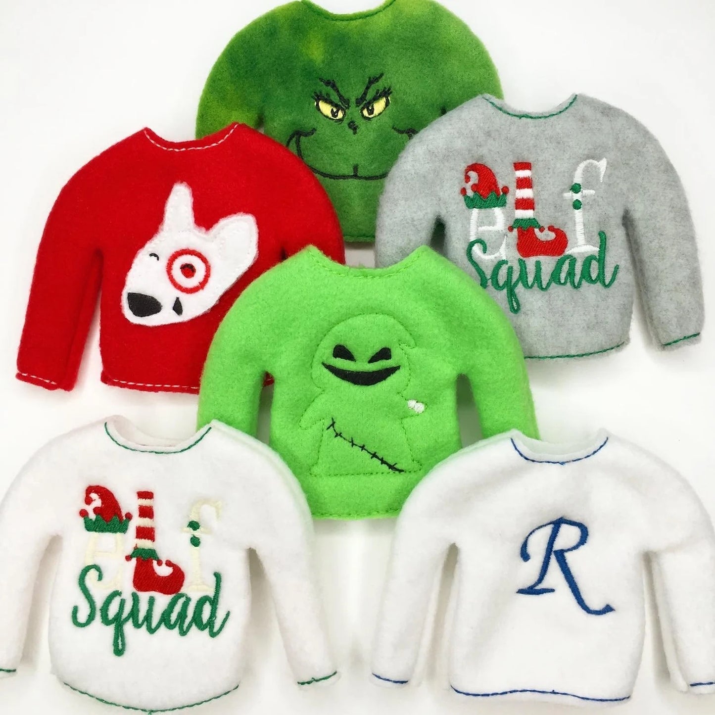 Snowball Fight Embroidered Christmas Elf Sweater Clothing Prop, Elf Clothes, 12" Doll Clothes Accessories, Christmas Ornament