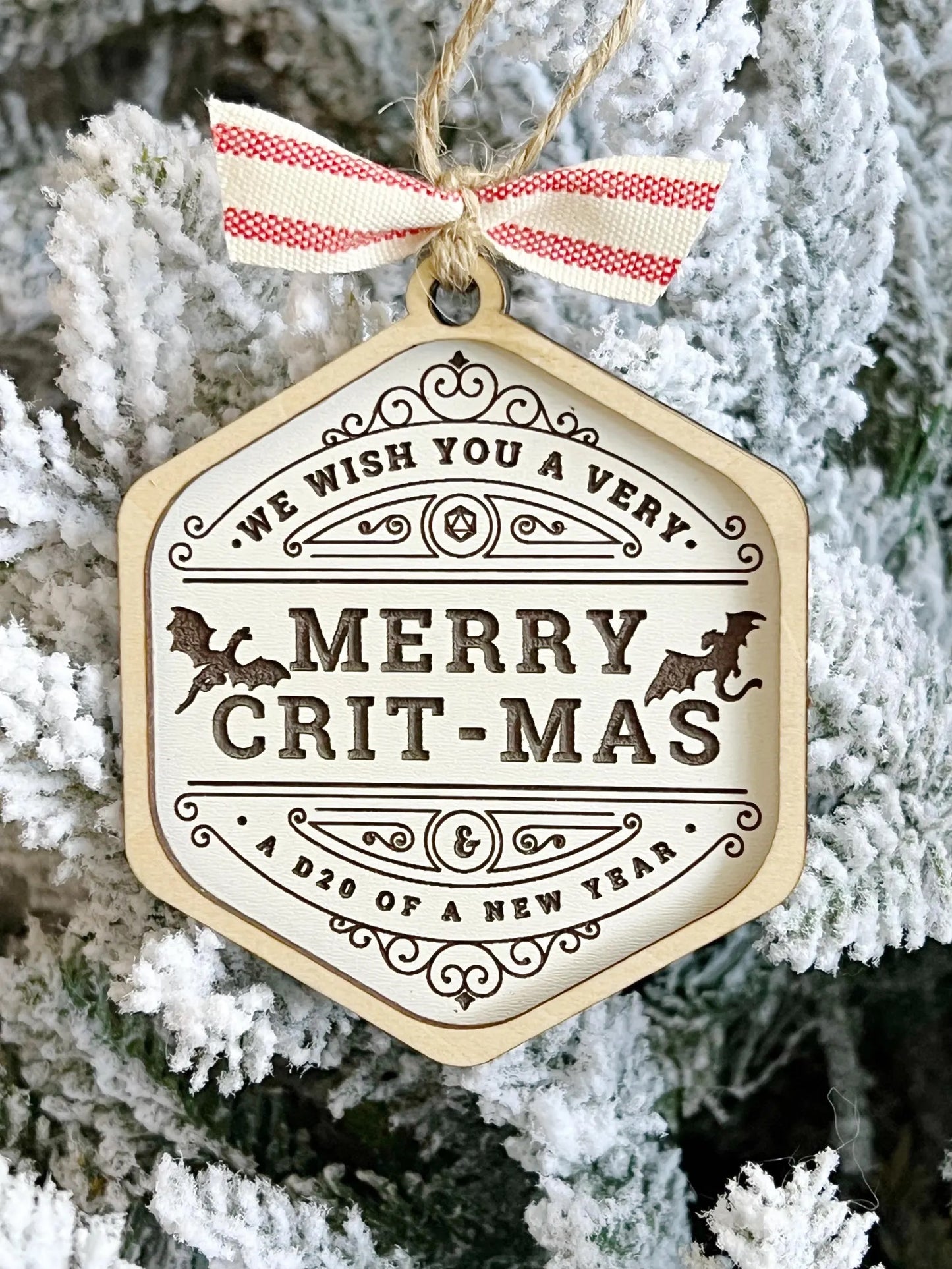 Merry Critmas DND Dice Game Christmas Ornament Crit Mas