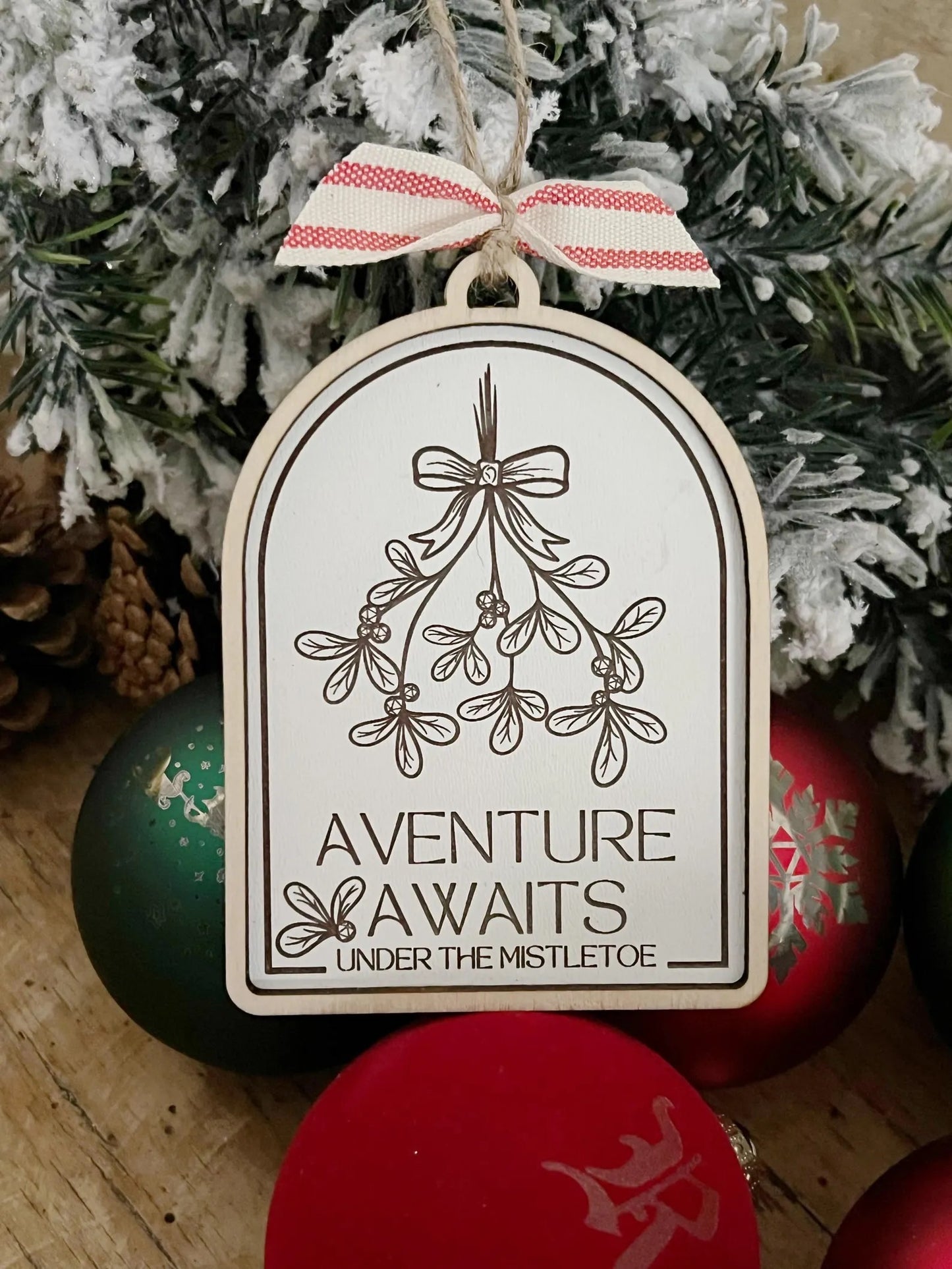 Adventure Awaits Under the Mistletoe DND D20 Dice Game Christmas Ornament Critmas Crit Mas