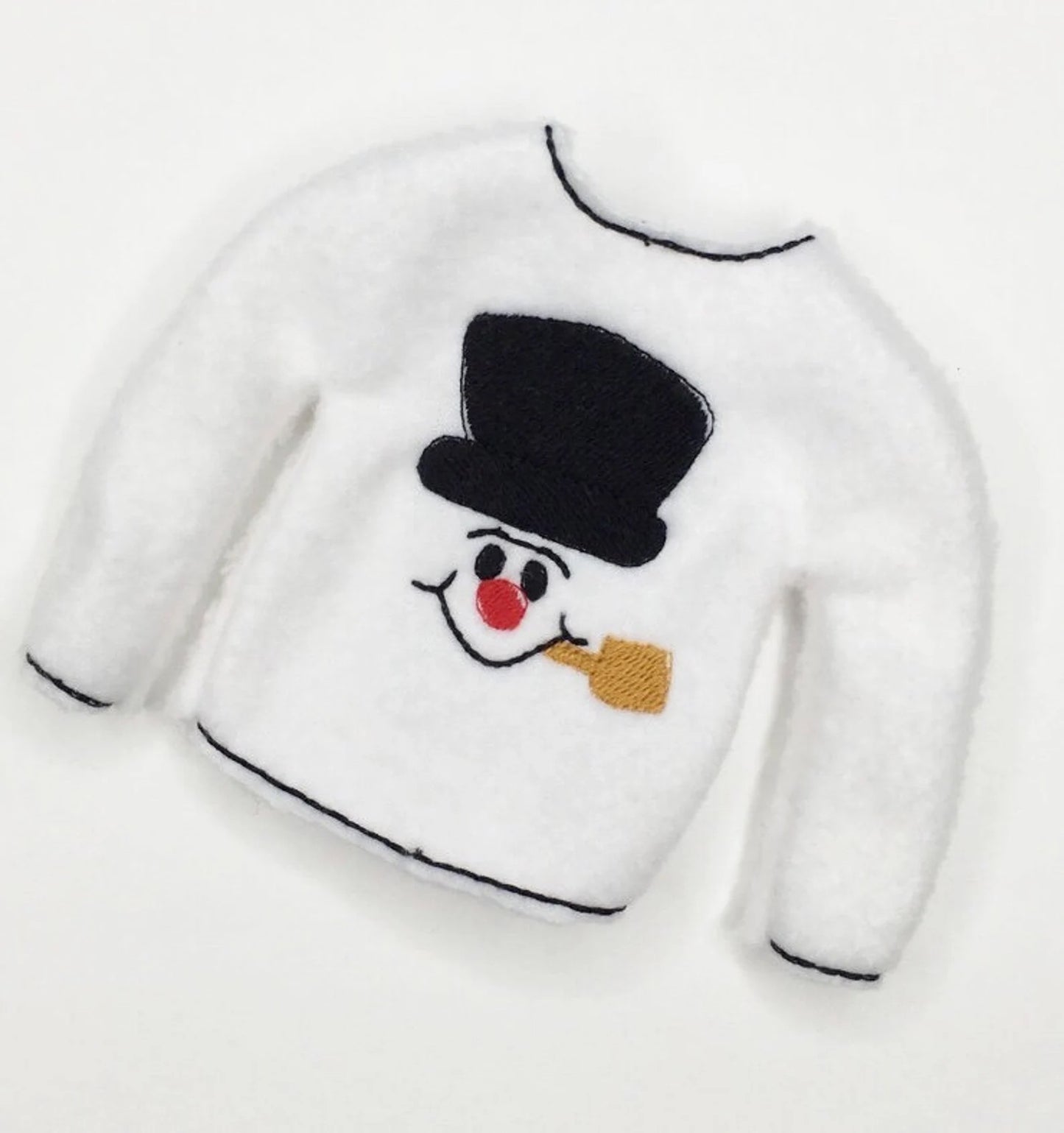 Embroidered Christmas Elf Snowman Sweater Clothing Prop, Elf Clothes, 12" Doll Clothes Accessories, Christmas Ornament
