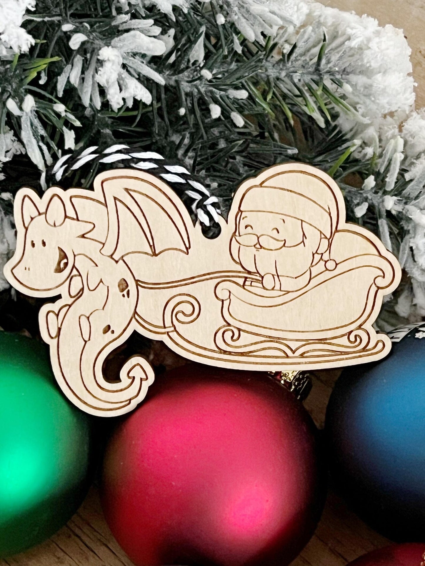 Personalized Dragon Sleigh Stocking Tag Christmas Ornament RPG DND