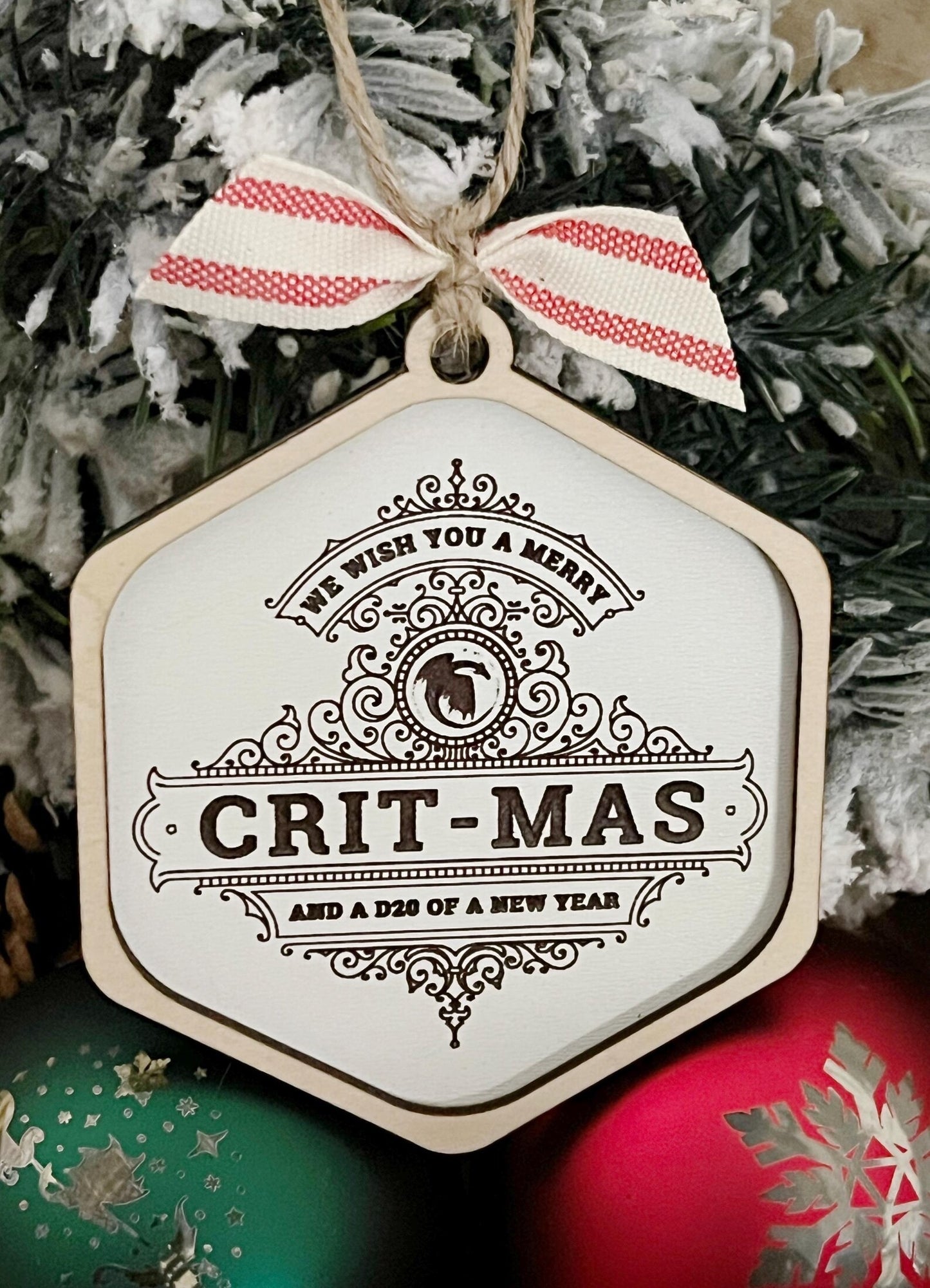We Wish You A Merry Crit-mas DND Dice Game Christmas Ornament Crit Mas