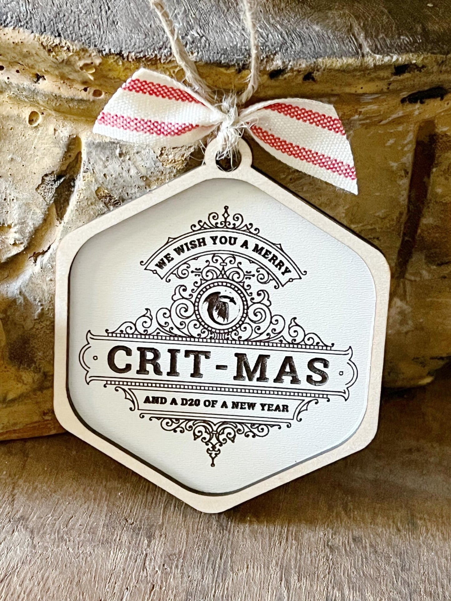 We Wish You A Merry Crit-mas DND Dice Game Christmas Ornament Crit Mas