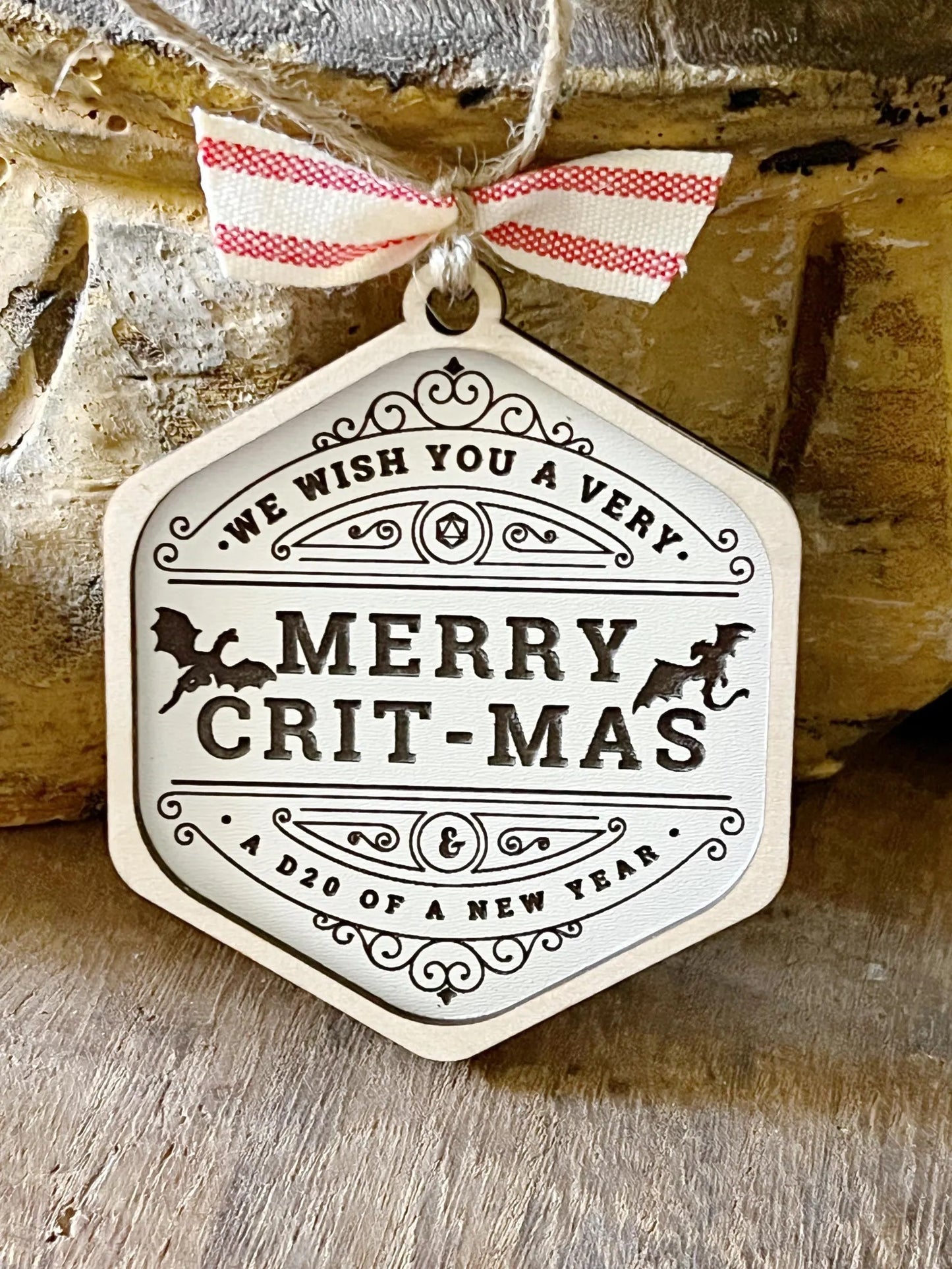 Merry Critmas DND Dice Game Christmas Ornament Crit Mas