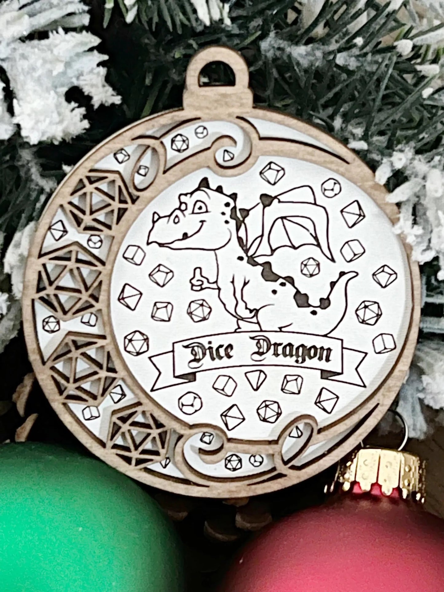 Dice Dragon-themed D20 RPG Dice Game Ornament: Perfect for Christmas & Easter Baskets Tags