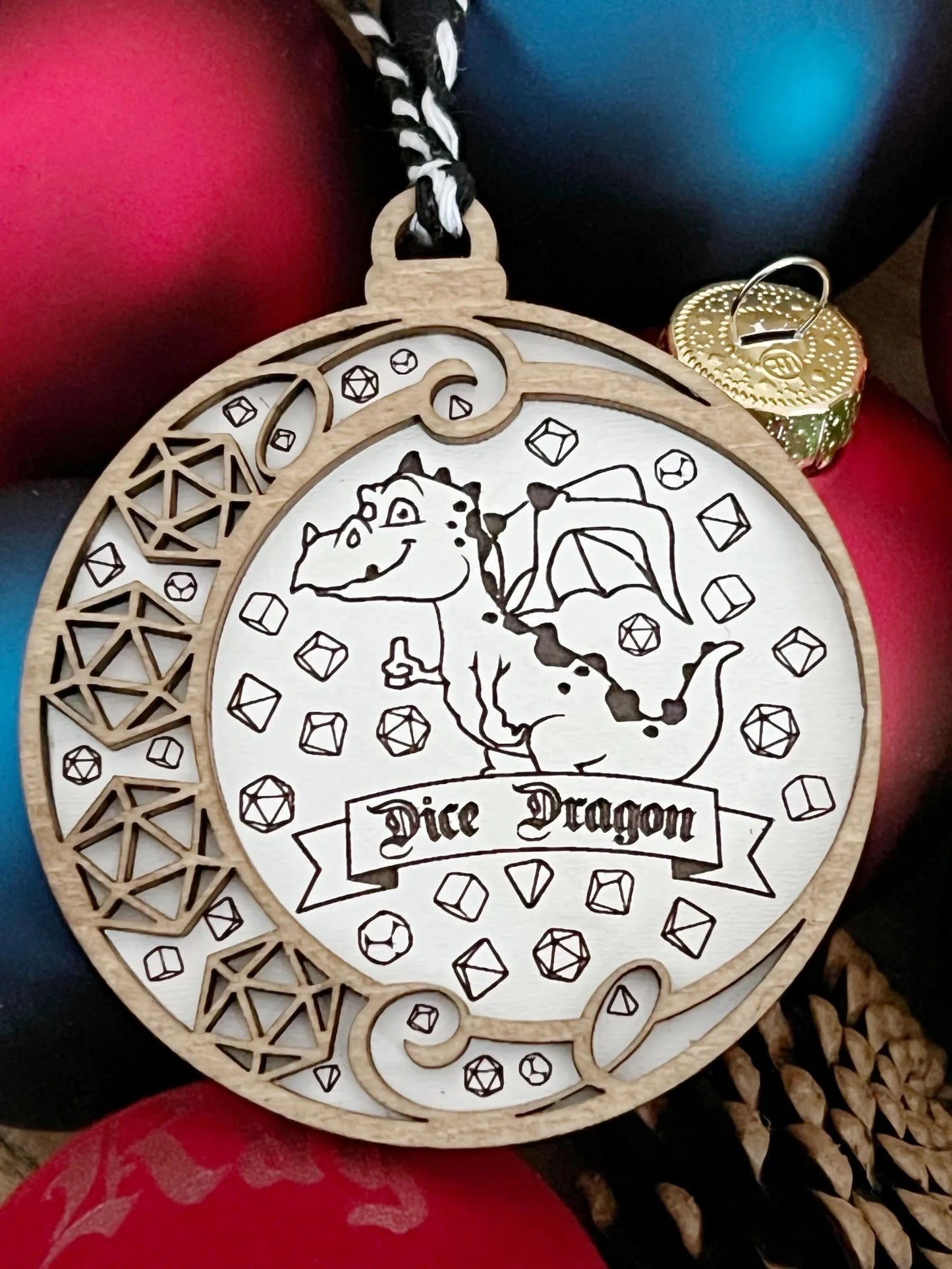 Dice Dragon-themed D20 RPG Dice Game Ornament: Perfect for Christmas & Easter Baskets Tags
