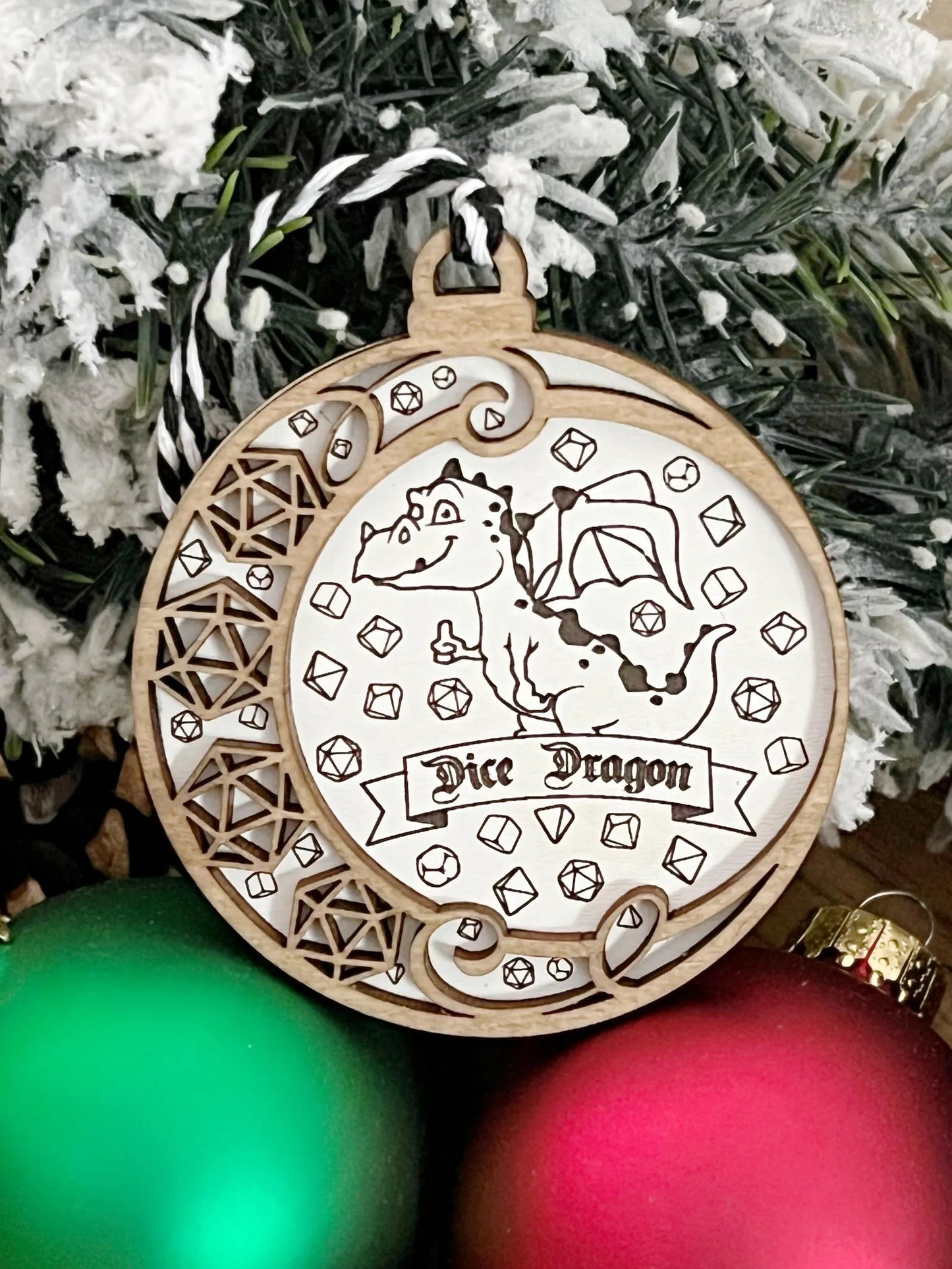 Dice Dragon-themed D20 RPG Dice Game Ornament: Perfect for Christmas & Easter Baskets Tags