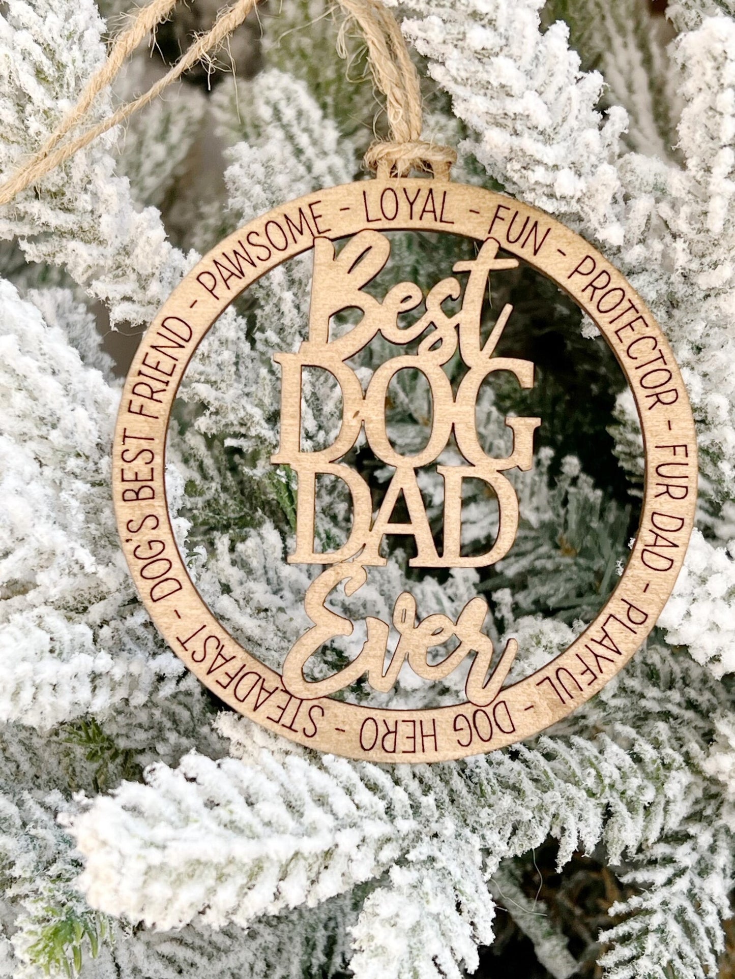 Wooden Best Dog Mom Dad Ever Christmas Ornament Pet Lover Gift Fur Baby