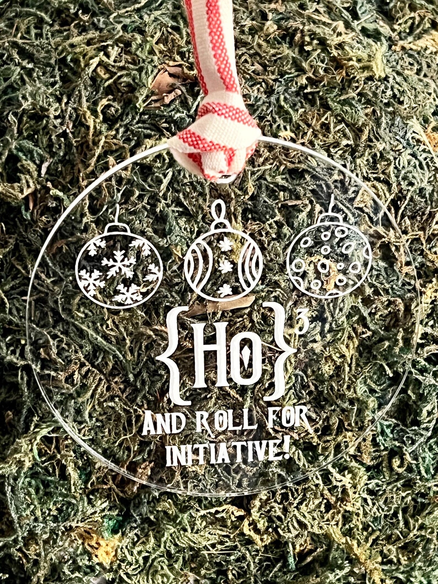 Ho Times Three and Roll for Initiative DND D20 Dice Game Christmas Ornament Critmas