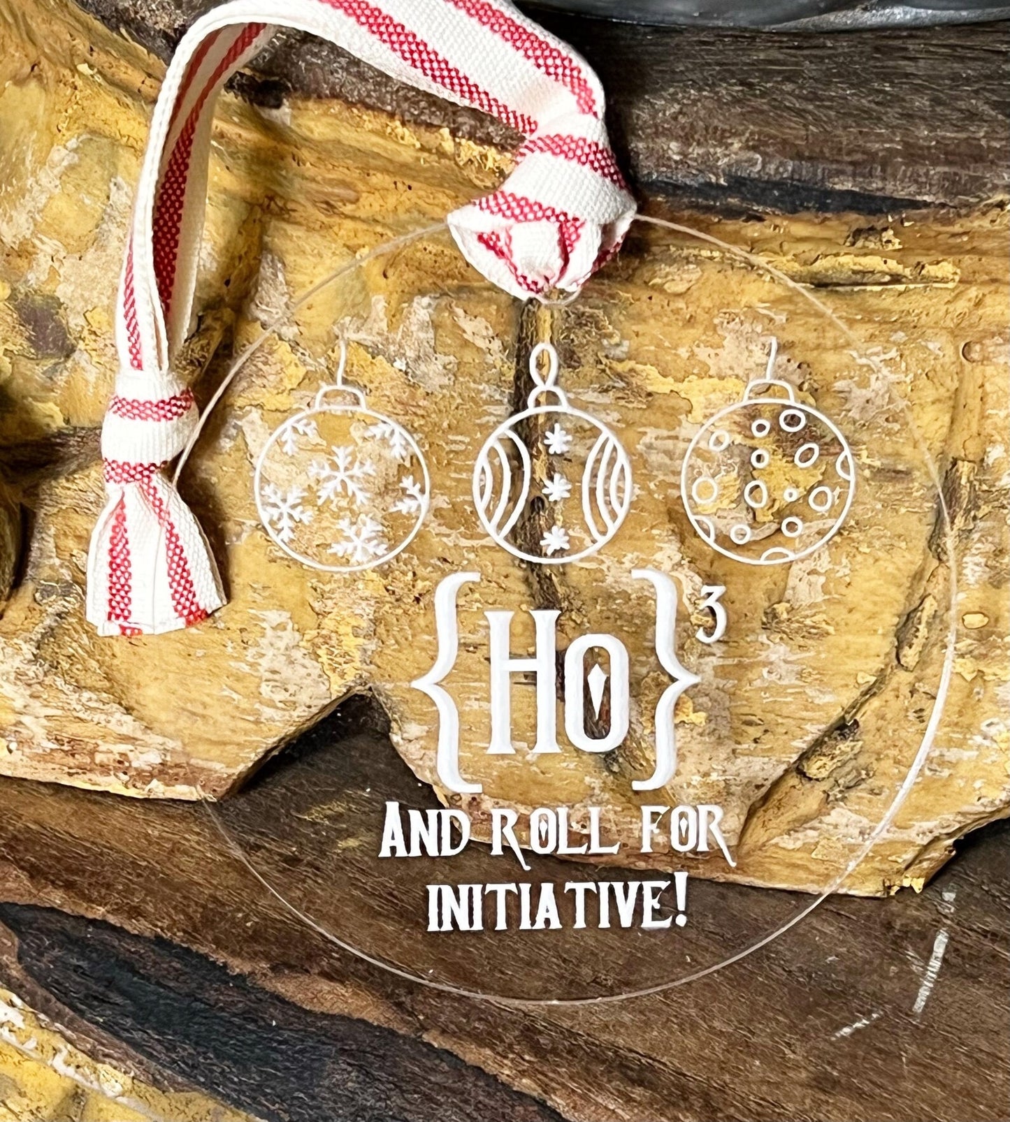 Ho Times Three and Roll for Initiative DND D20 Dice Game Christmas Ornament Critmas