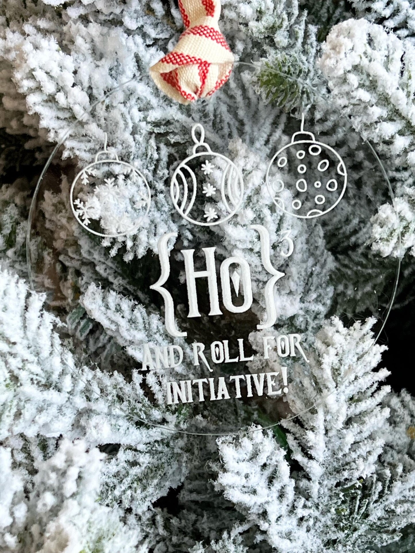 Ho Times Three and Roll for Initiative DND D20 Dice Game Christmas Ornament Critmas
