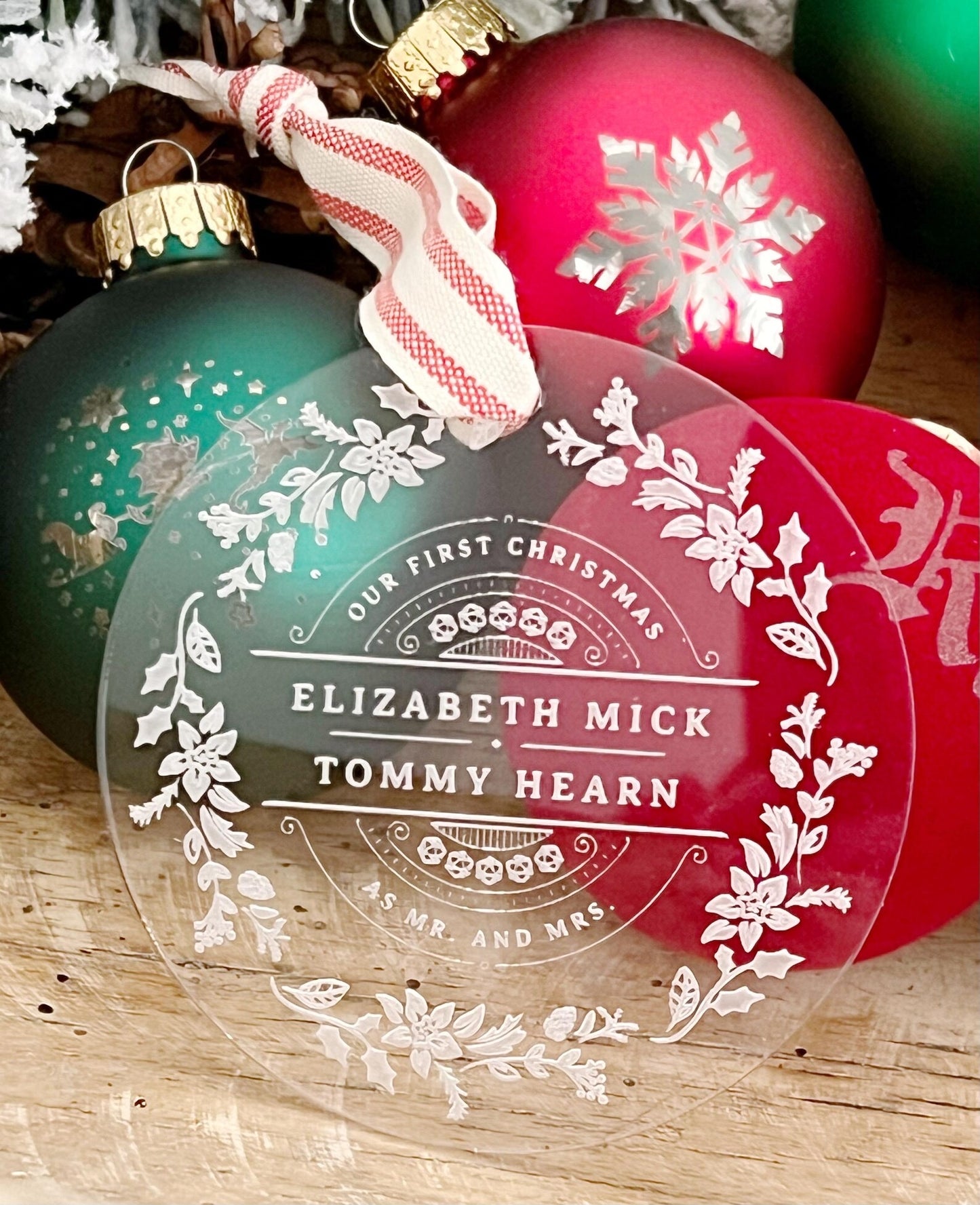 Personalized First Christmas as Mr and Mrs DND D20 Dice Game Christmas Ornament Critmas Nerd Couple Engaged Together