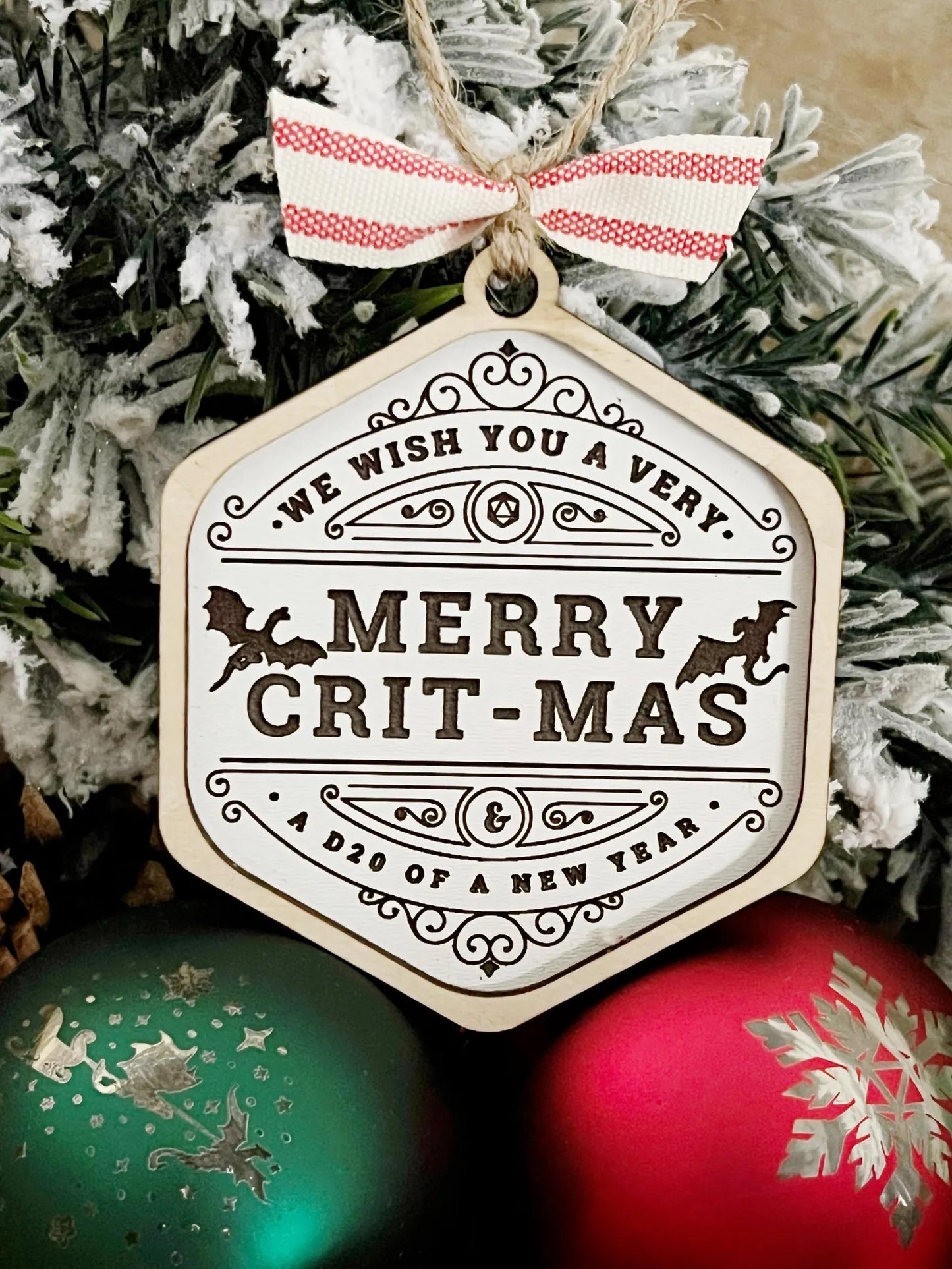 Merry Critmas DND Dice Game Christmas Ornament Crit Mas