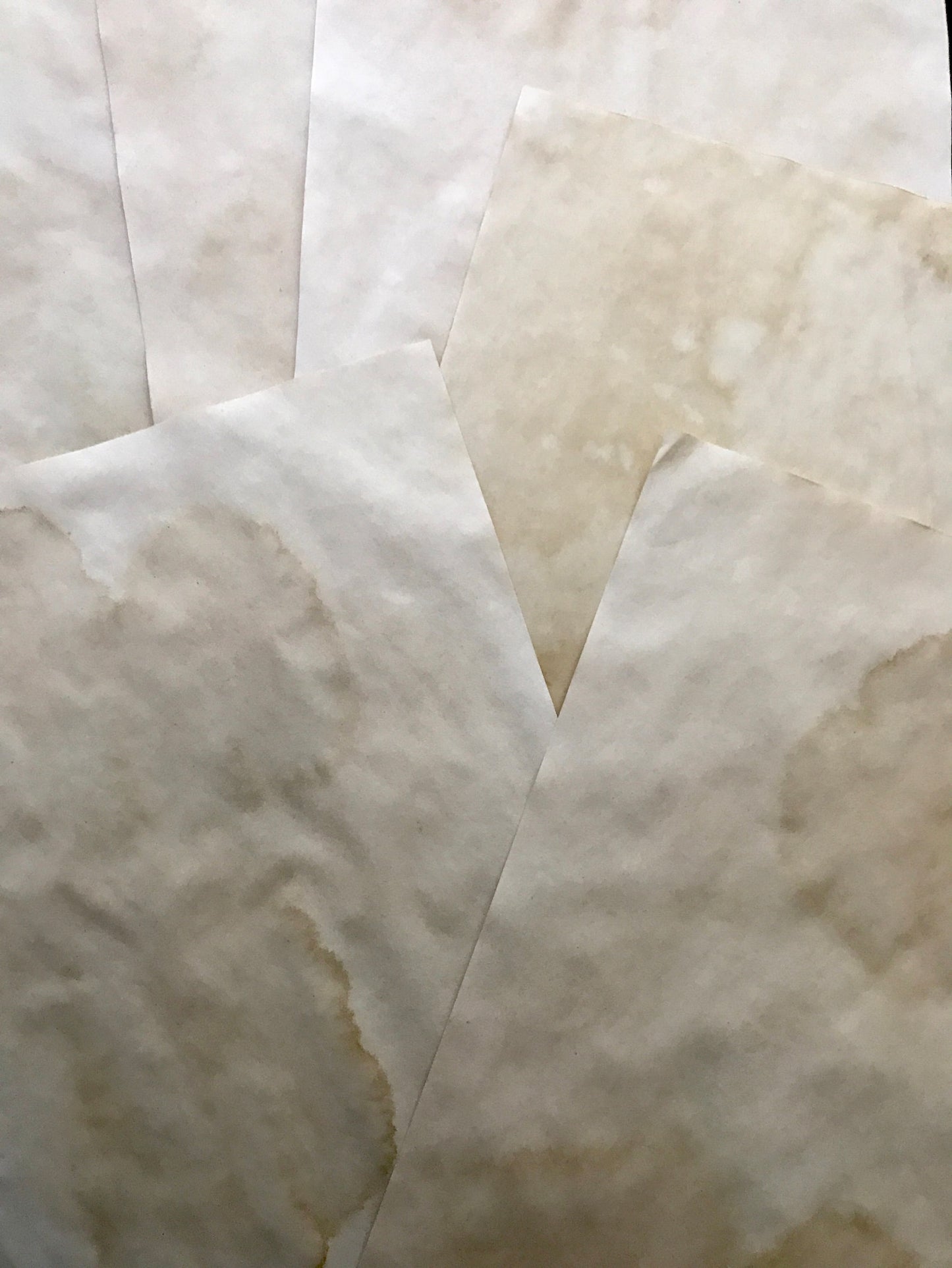 Coffee Dyed Tea Dyed Paper Coffee Stain Tea Stain Paper 50 Sheets For use in Junk Journals, Scrapbook, Mixed Media, Collage, Embellishments