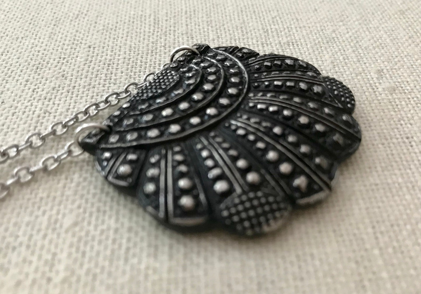 Art Deco Vintage Assemblage Black Glass Necklace OOAK