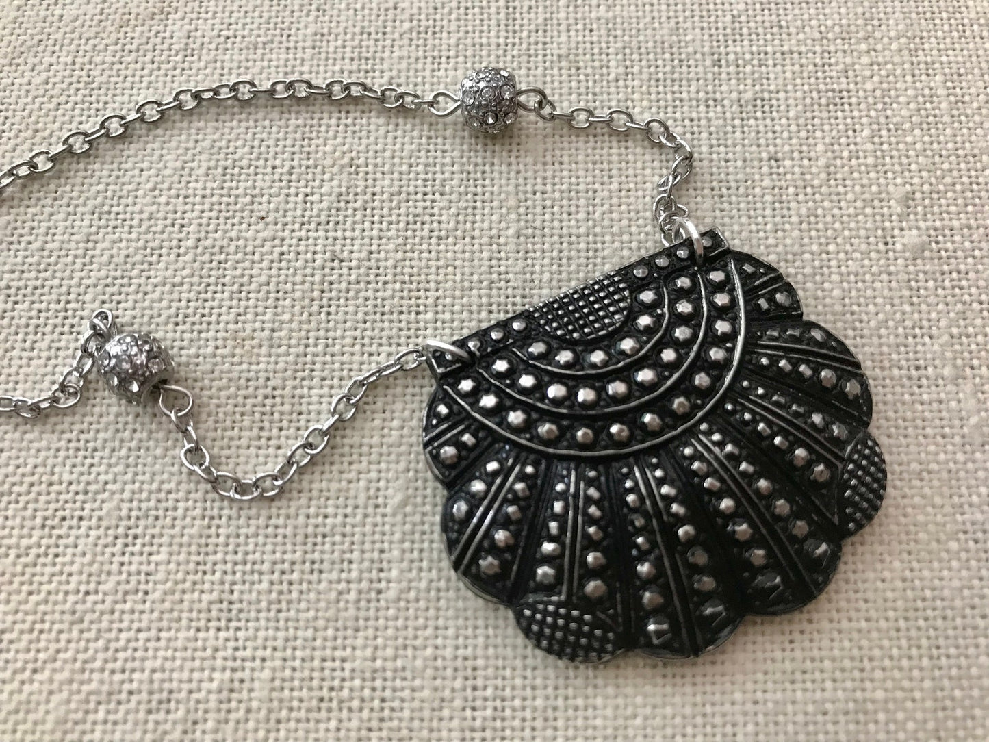 Art Deco Vintage Assemblage Black Glass Necklace OOAK