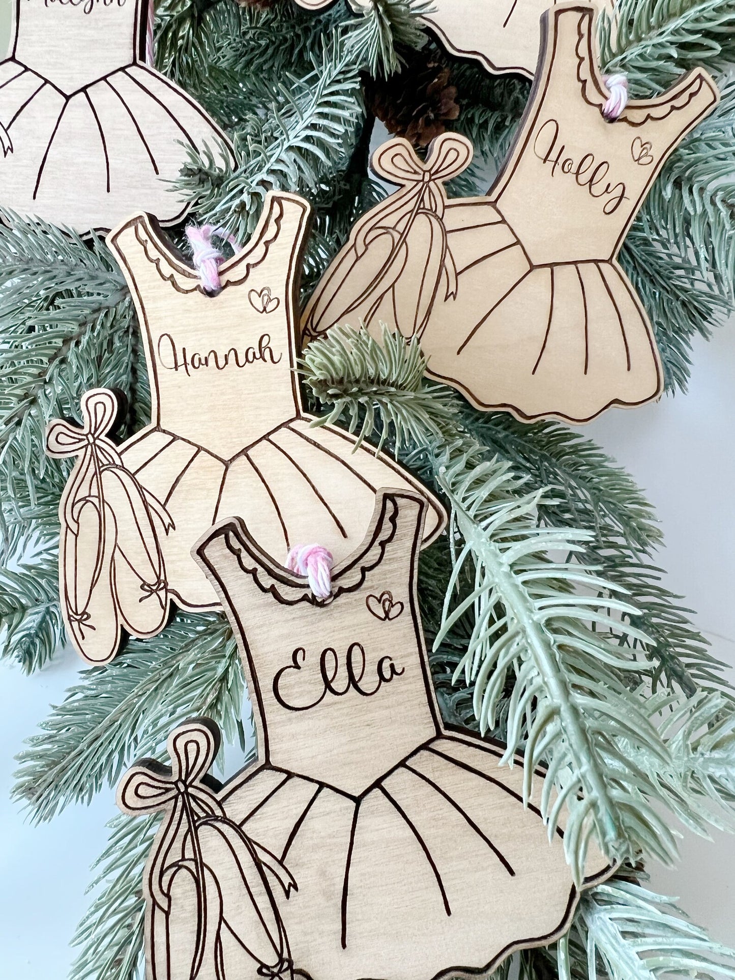 Wooden Name Personalized Ballet Christmas Ornament