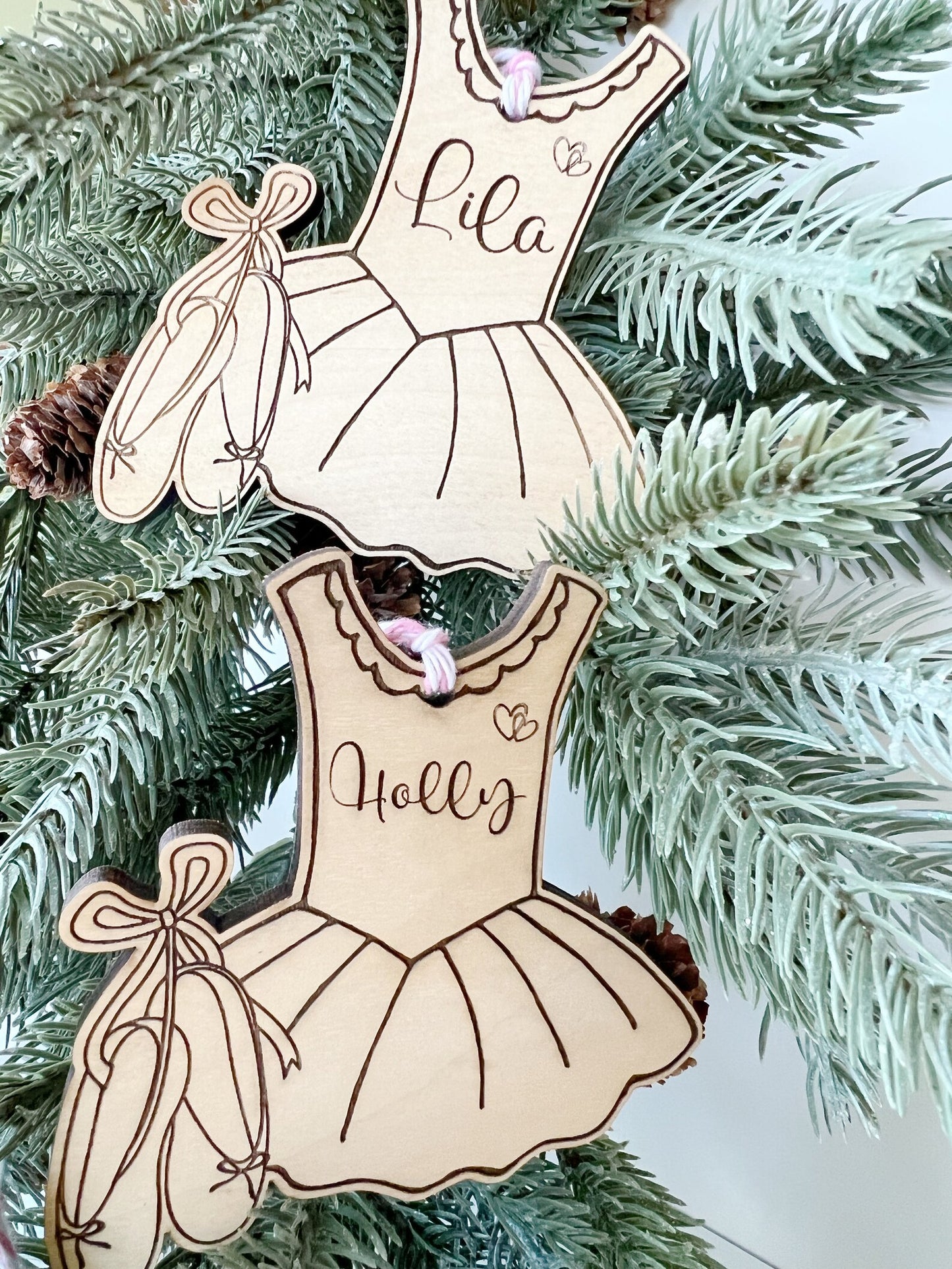 Wooden Name Personalized Ballet Christmas Ornament