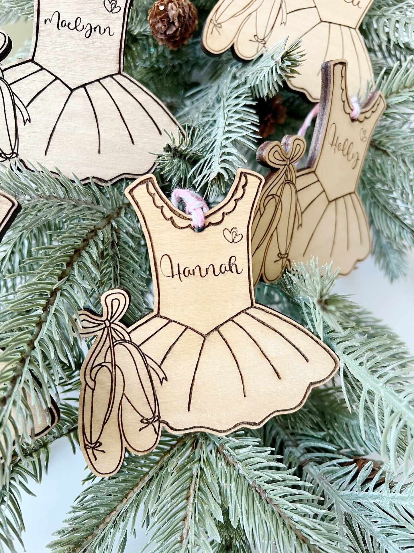 Wooden Name Personalized Ballet Christmas Ornament