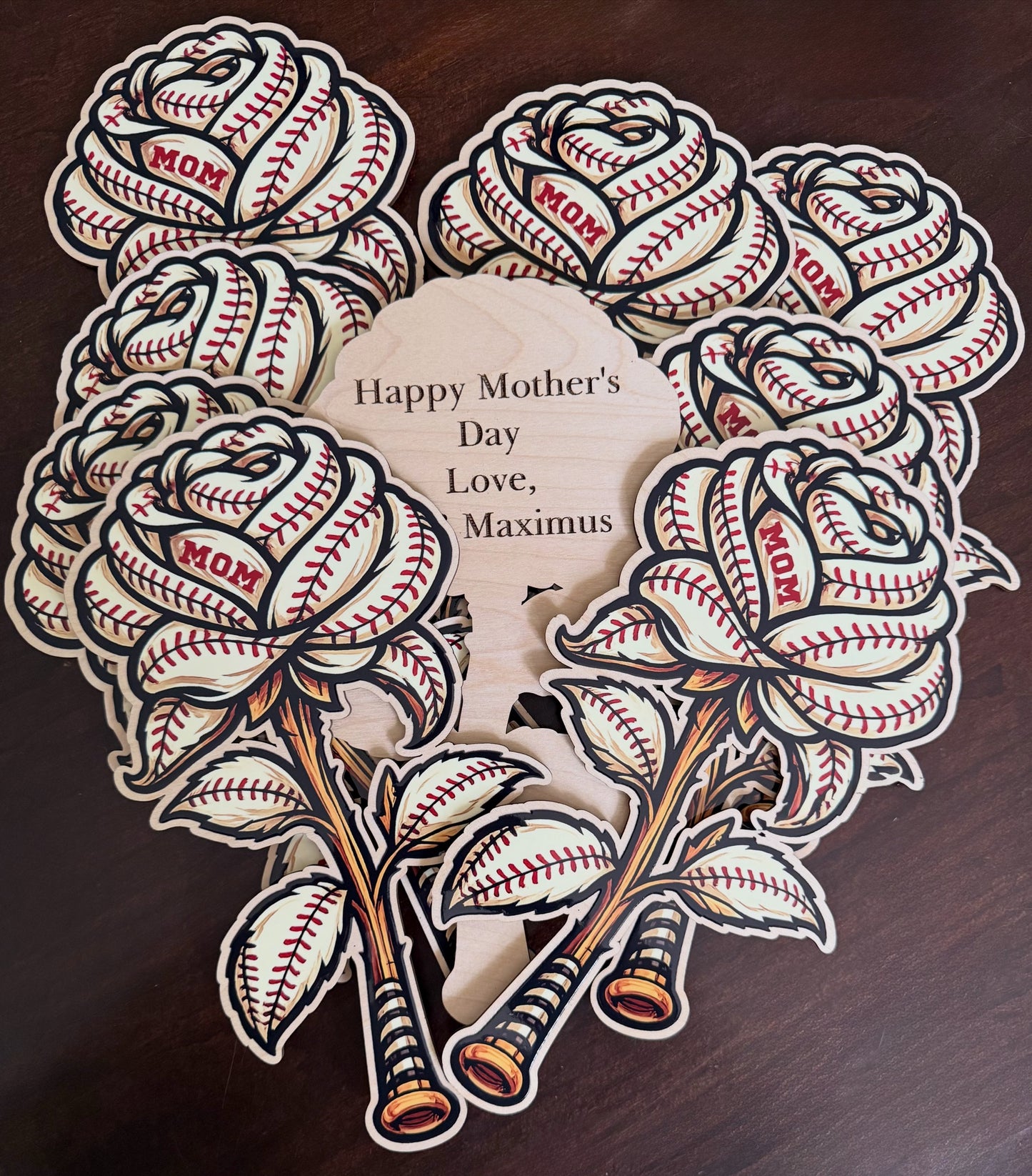 Sports Full Color Wooden Rose | Personalized Sports Flower | Custom Mom, Number, or Year | Coach Engraved Keepsake Gift