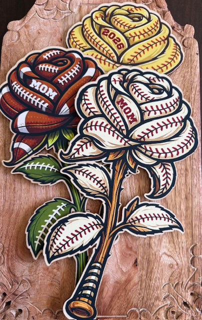 Sports Full Color Wooden Rose | Personalized Sports Flower | Custom Mom, Number, or Year | Coach Engraved Keepsake Gift