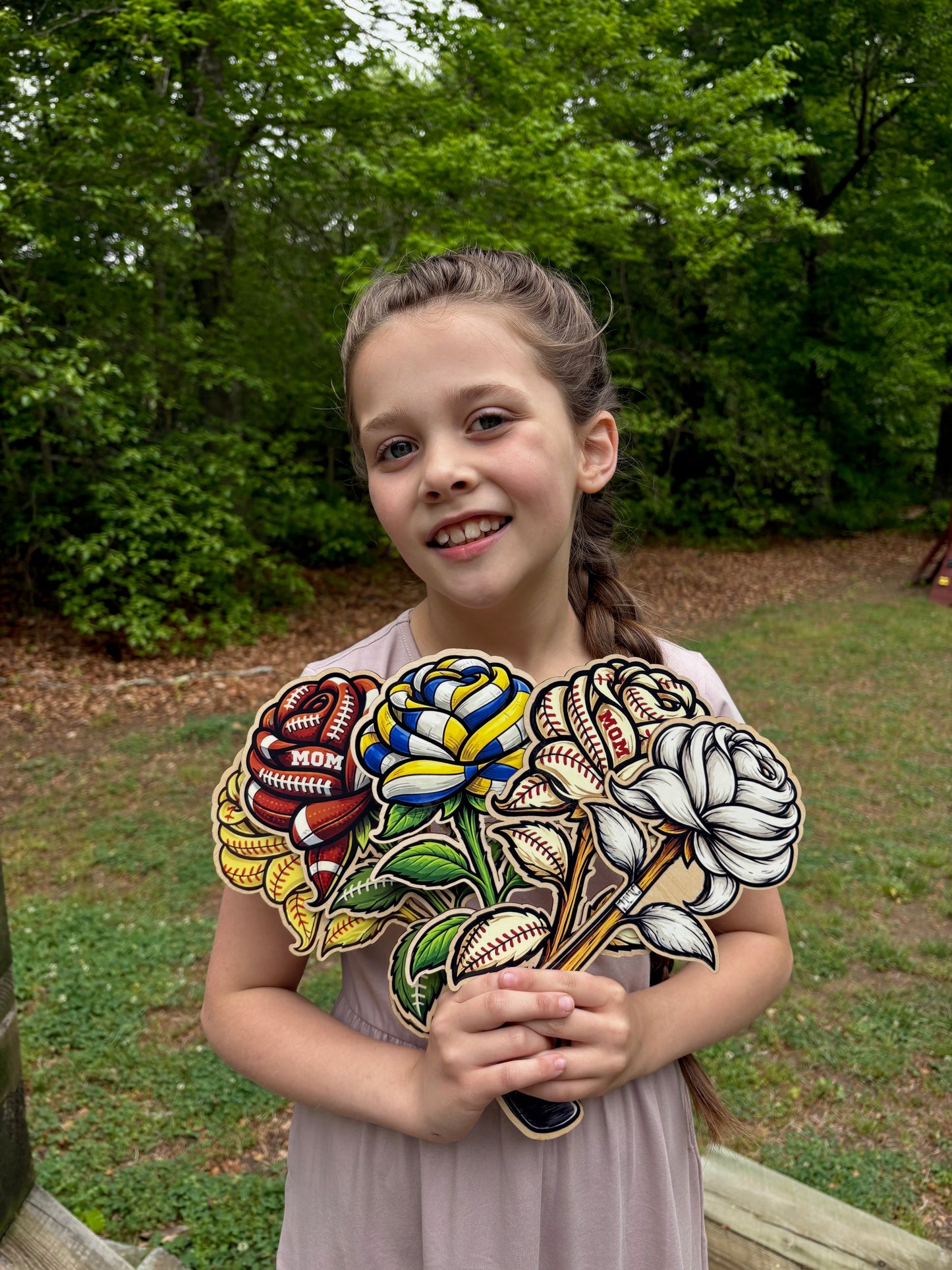 Sports Full Color Wooden Rose | Personalized Sports Flower | Custom Mom, Number, or Year | Coach Engraved Keepsake Gift