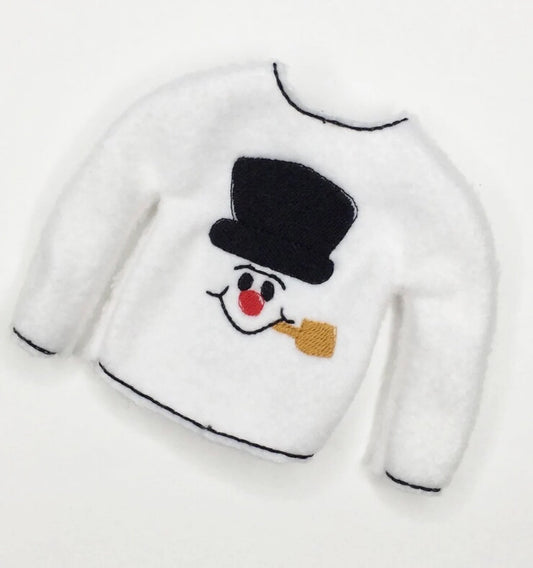 Embroidered Christmas Elf Snowman Sweater Clothing Prop, Elf Clothes, 12" Doll Clothes Accessories, Christmas Ornament
