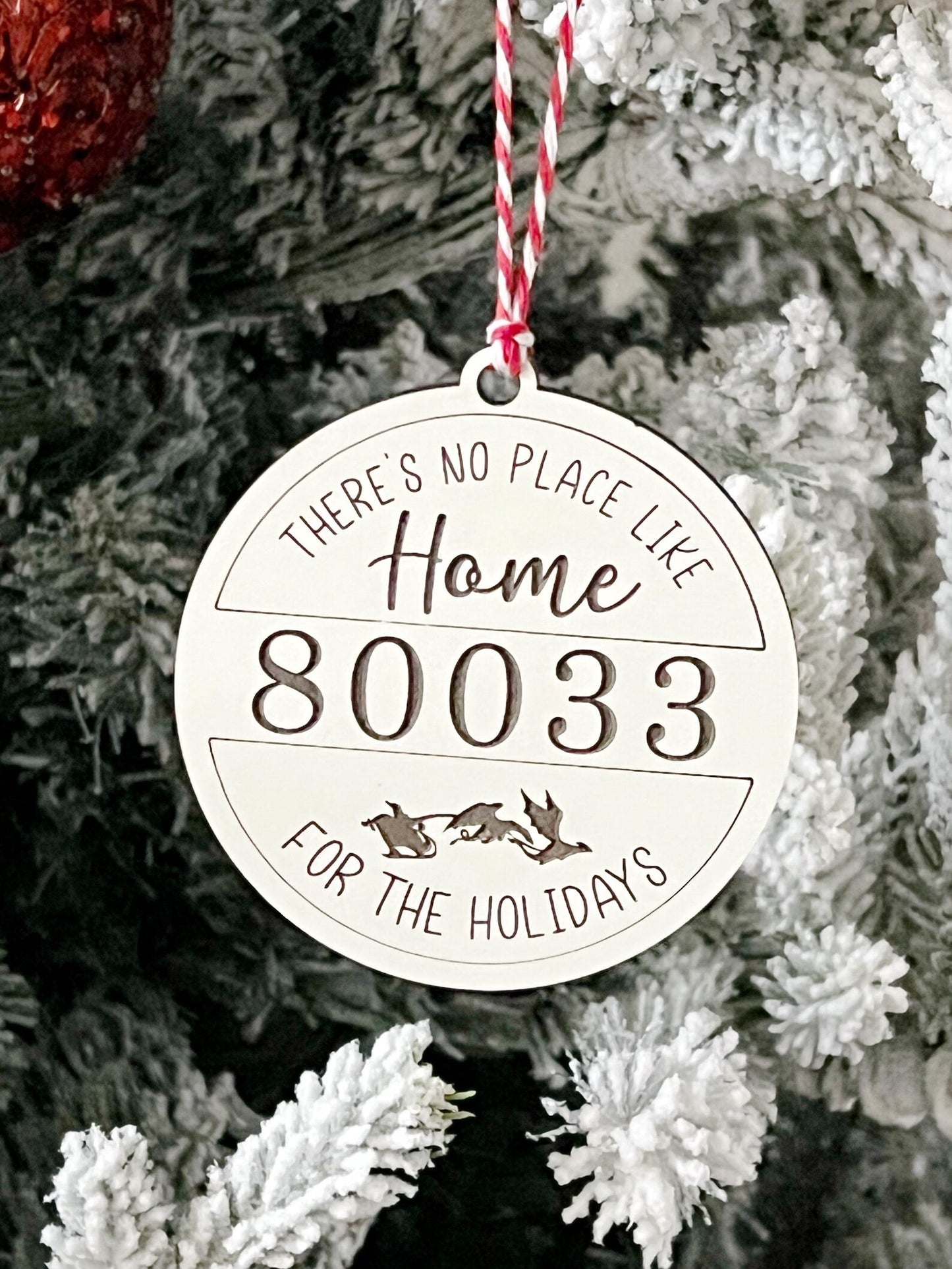 Dragon Sleigh Personalized Zip Code No Place Like Home For the Holidays Merry Critmas DND Dice Game Christmas Ornament RPG