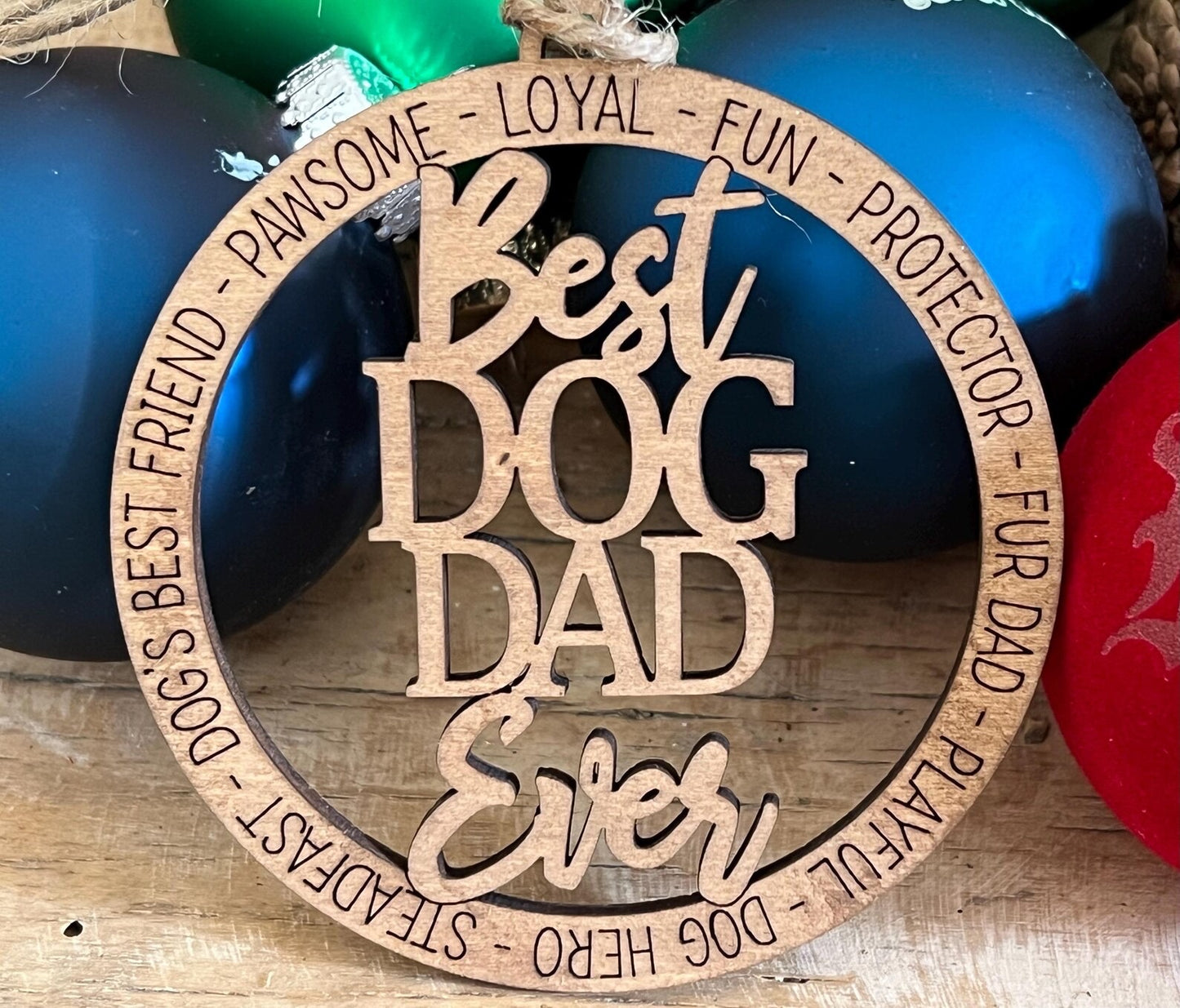 Wooden Best Dog Mom Dad Ever Christmas Ornament Pet Lover Gift Fur Baby