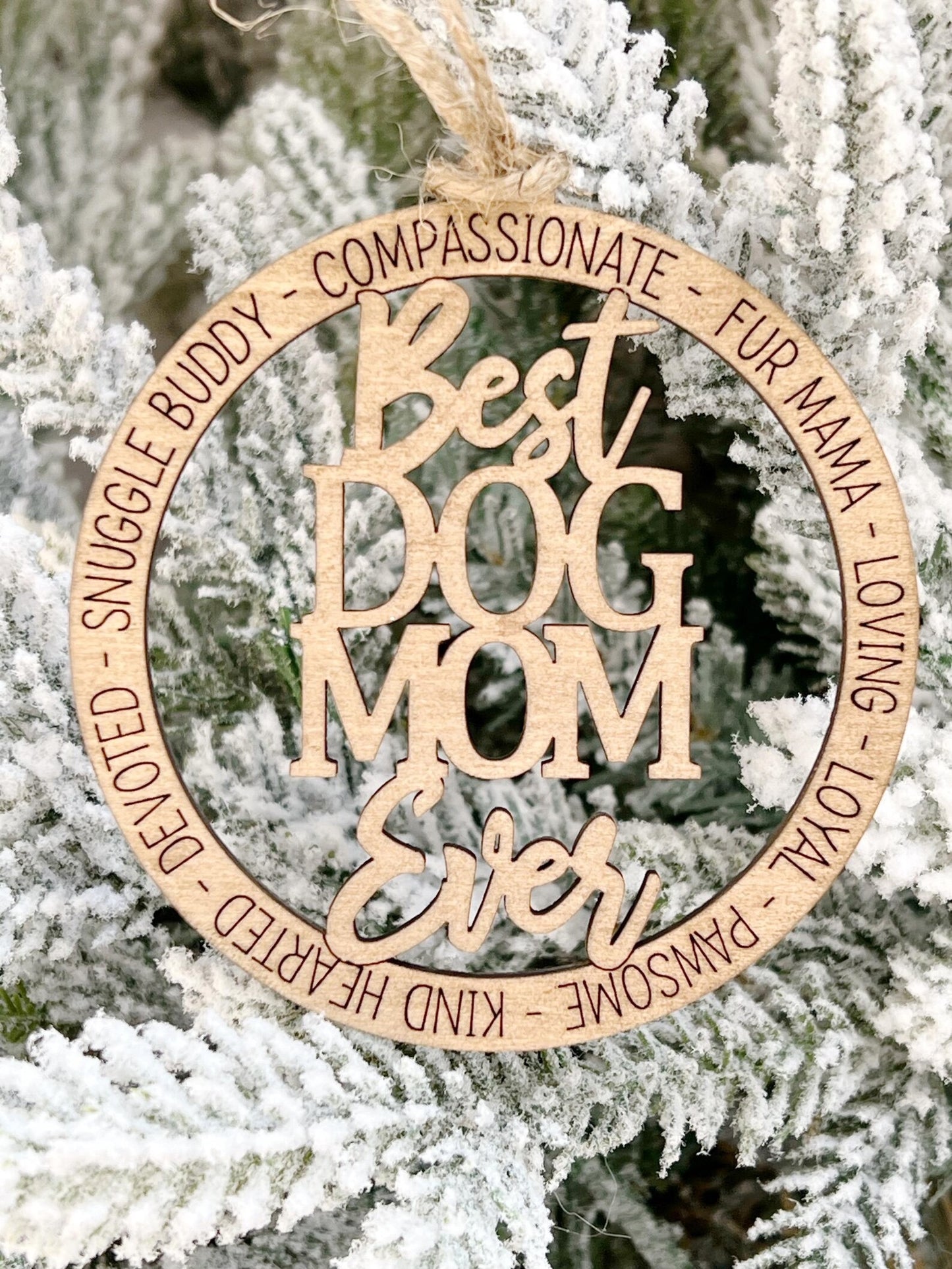 Wooden Best Dog Mom Dad Ever Christmas Ornament Pet Lover Gift Fur Baby
