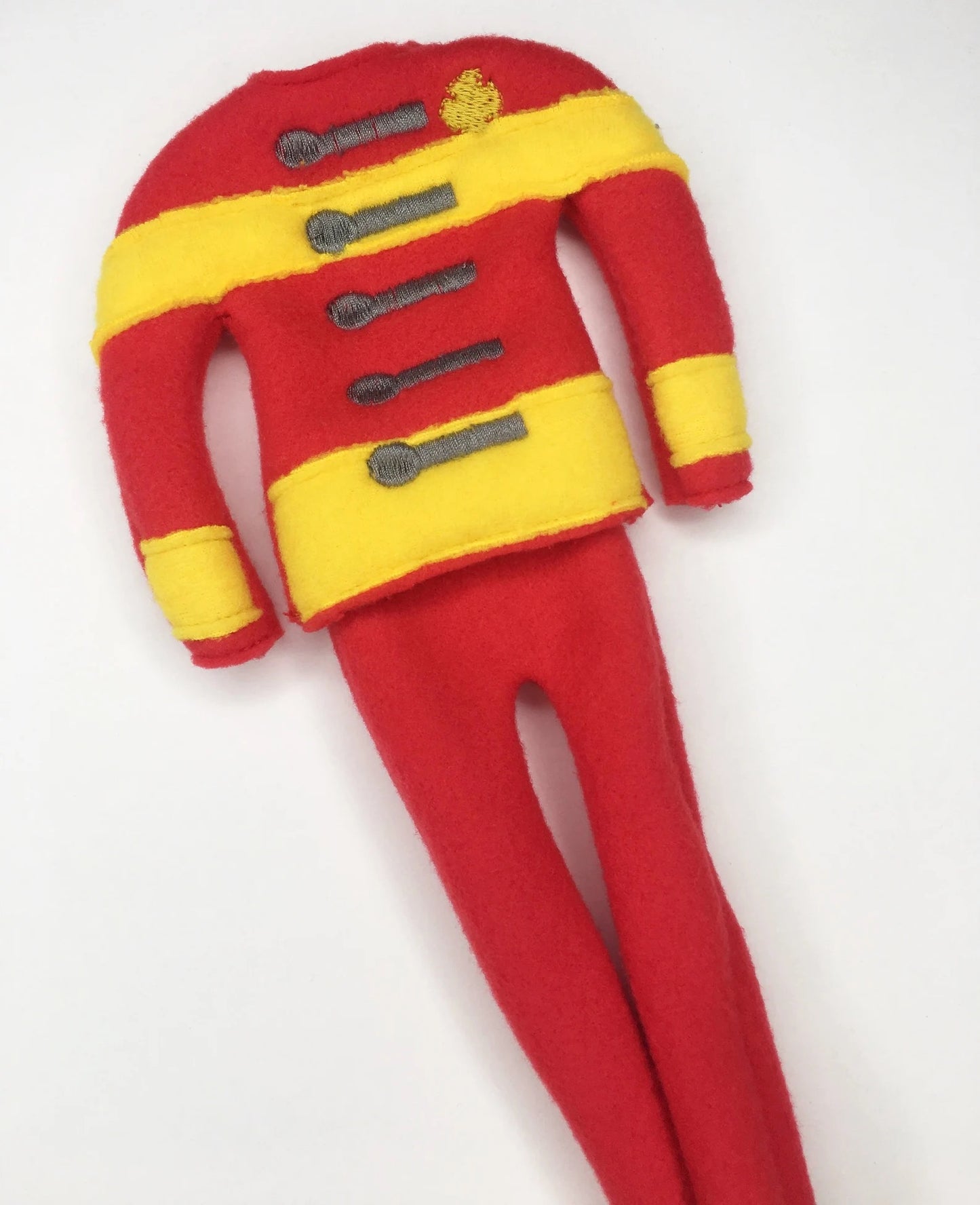 Embroidered Christmas Elf Sweater Clothing Prop, Elf Clothes Firefighter Color Choice Turnout Gear Fire Uniform, 12" Doll Clothes Accessory