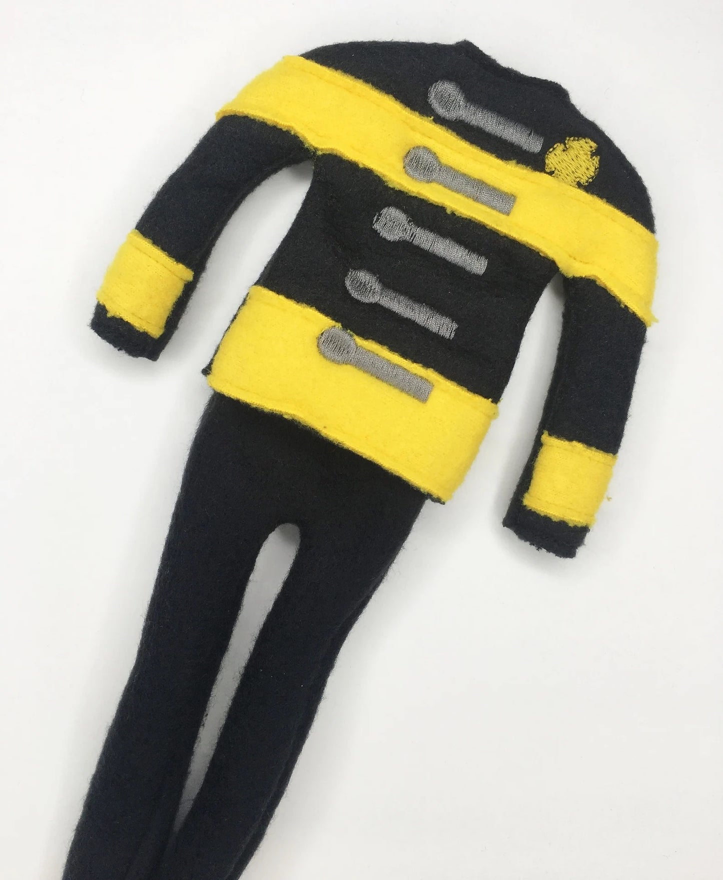 Embroidered Christmas Elf Sweater Clothing Prop, Elf Clothes Firefighter Color Choice Turnout Gear Fire Uniform, 12" Doll Clothes Accessory