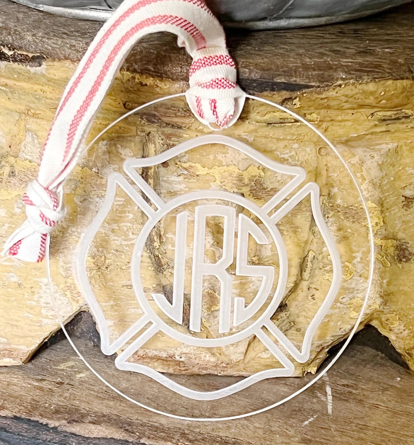 Personalized Monogram Maltese Cross Firefighter Christmas Ornament Christmas Gift