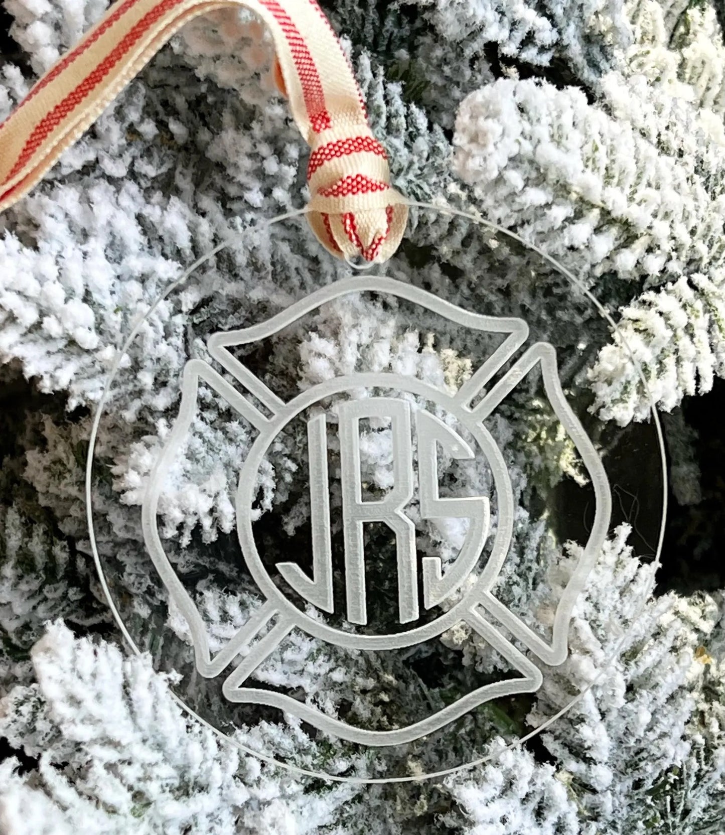 Personalized Monogram Maltese Cross Firefighter Christmas Ornament Christmas Gift