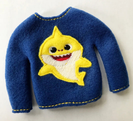 Embroidered Christmas Elf Sweater Clothing Prop, Elf Clothes, Yellow Infant Shark, 12" Doll Clothes Accessories, Christmas Ornament