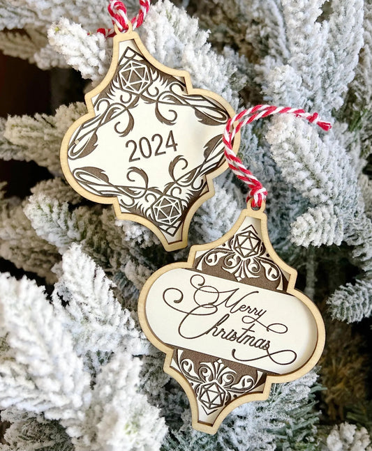 2025 DND D20 Dice Game Merry Christmas Arabesque Ornament