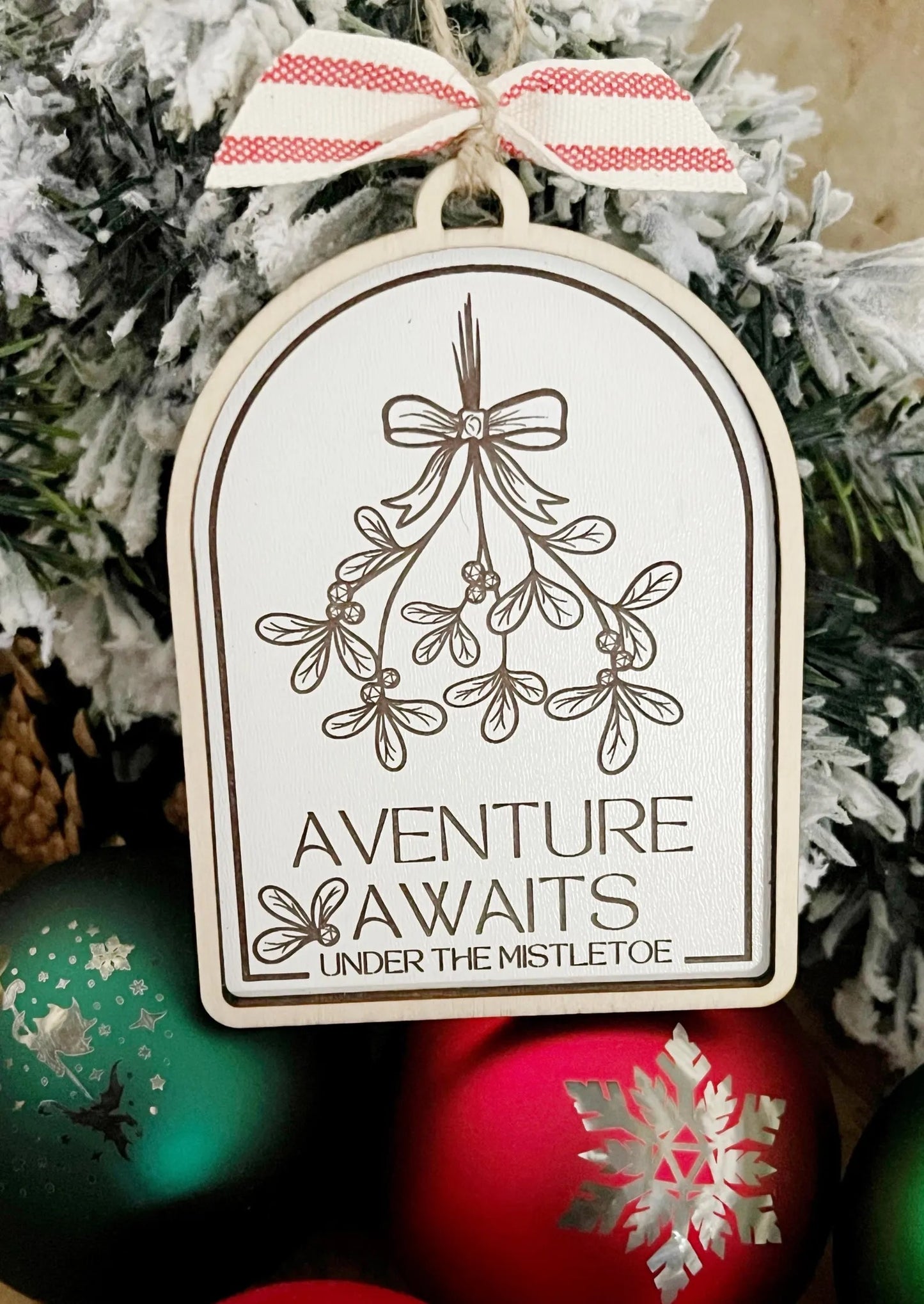 Adventure Awaits Under the Mistletoe DND D20 Dice Game Christmas Ornament Critmas Crit Mas