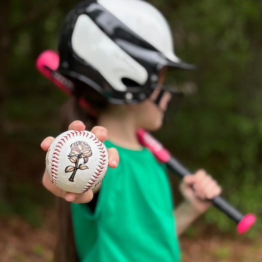 Custom UV Printed & Laser Engraved Personalized Baseball or Softball – Sport Rose Design | Double-Sided Keepsake Gift