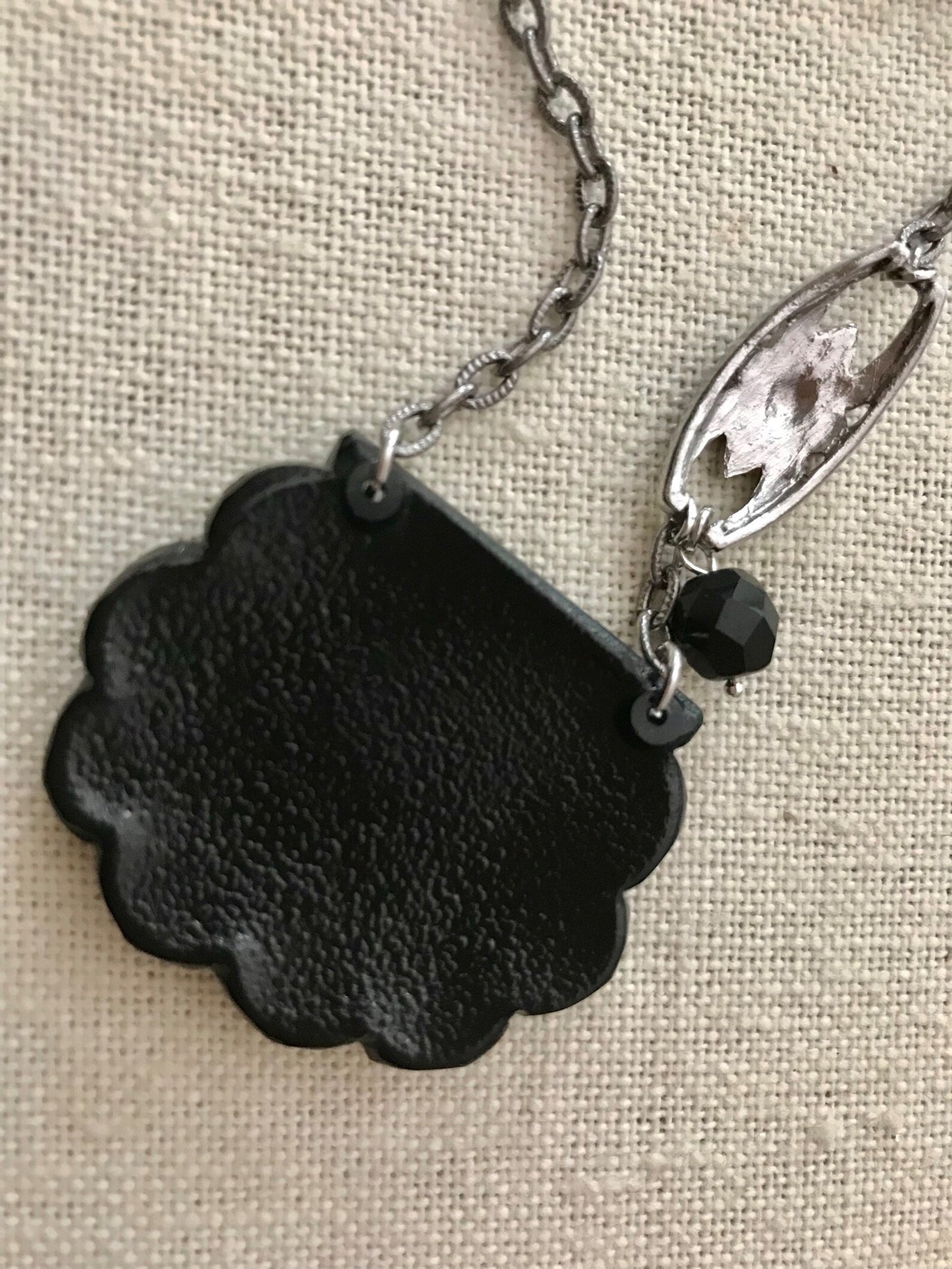 Art Deco Vintage Assemblage Black Glass Necklace OOAK