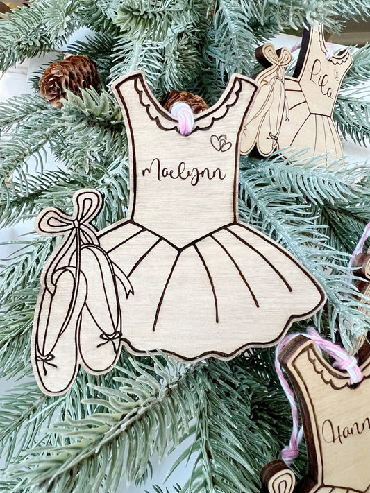 Wooden Name Personalized Ballet Christmas Ornament