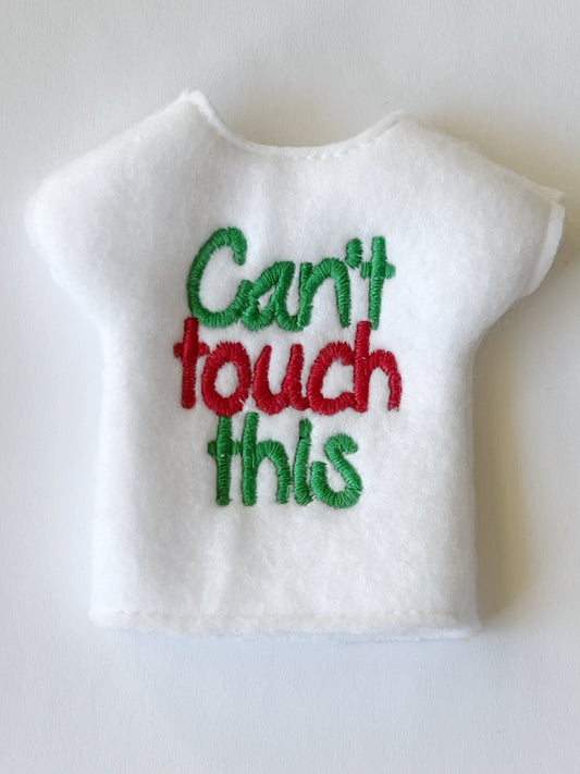 Can’t Touch This Elf Embroidered Christmas Elf Sweater Clothing Prop, Elf Clothes, Elf Squad, 12" Doll Clothes Accessories
