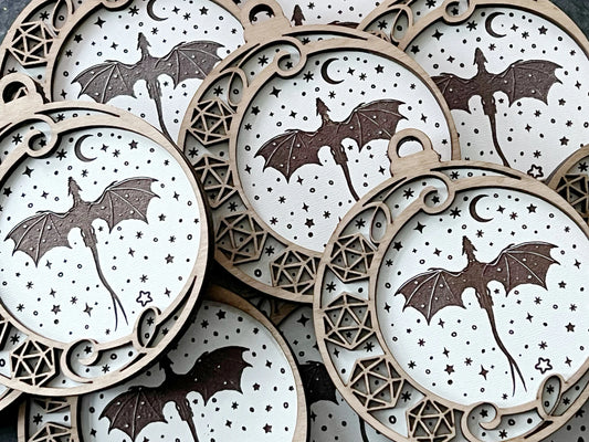 Dragon-themed D20 RPG Dice Game Ornament: Perfect for Christmas & Easter Baskets Tags
